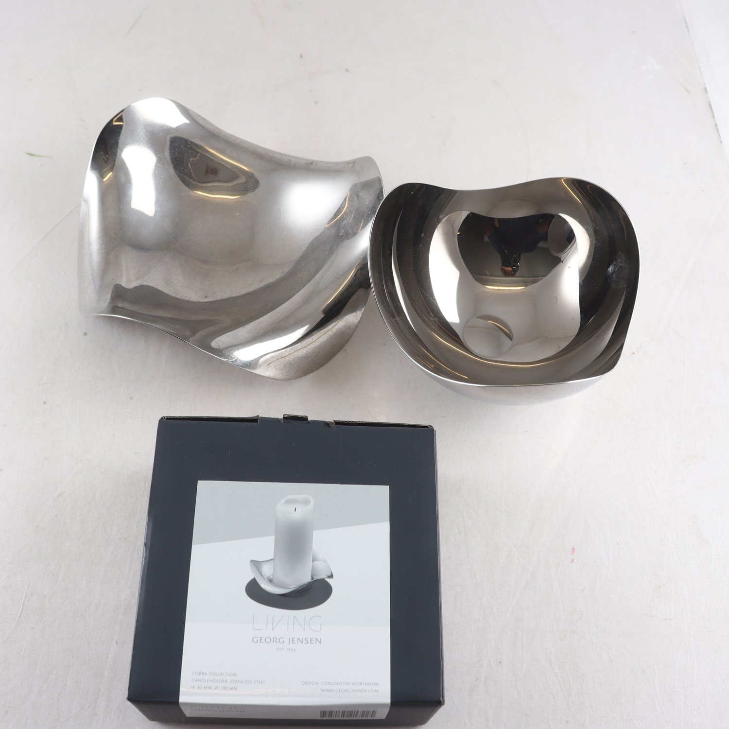 Skålar & ljusstake, rostfritt stål, Georg Jensen