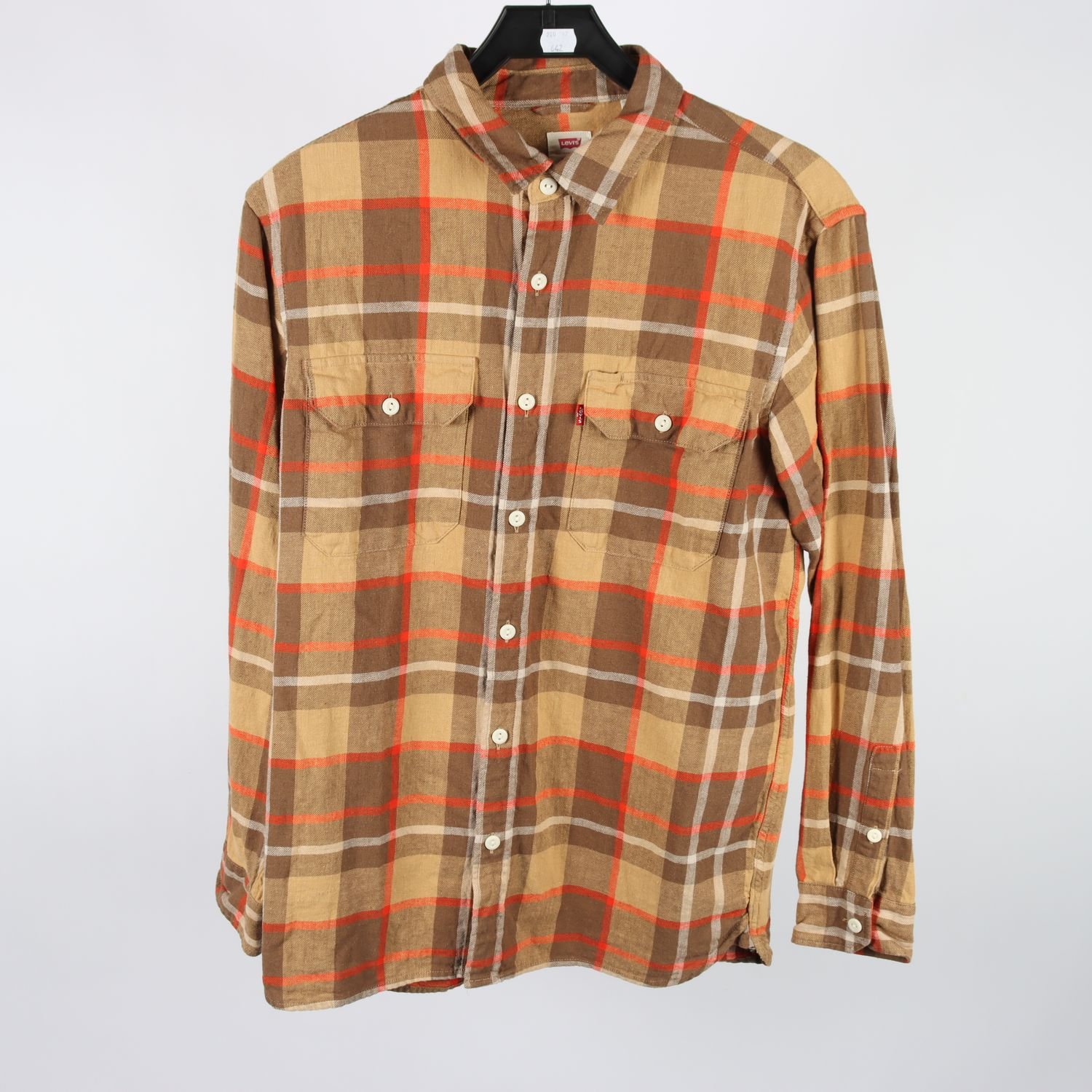 Skjorta, Levis, brun, orange, rutig, stl. S.