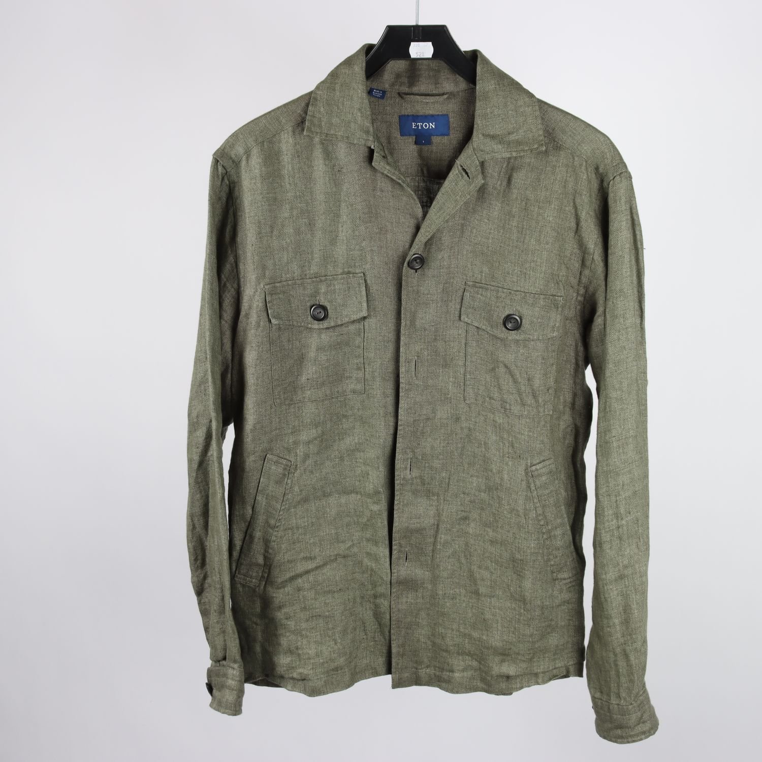 Skjortjacka, Eton, grön, 100% lin, stl. S.