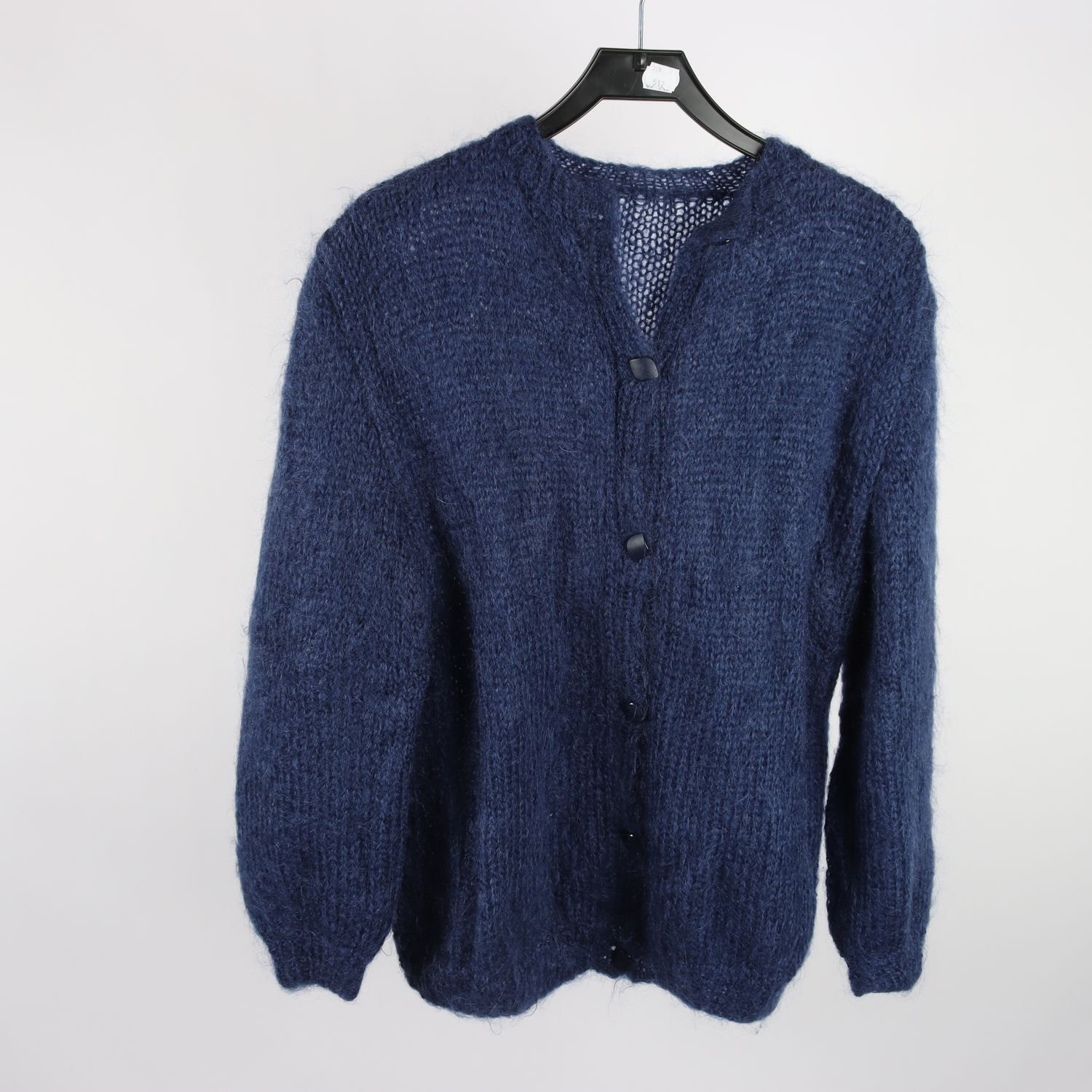 Kofta, Okänd, blå, ull, angora, stl. ca. L.