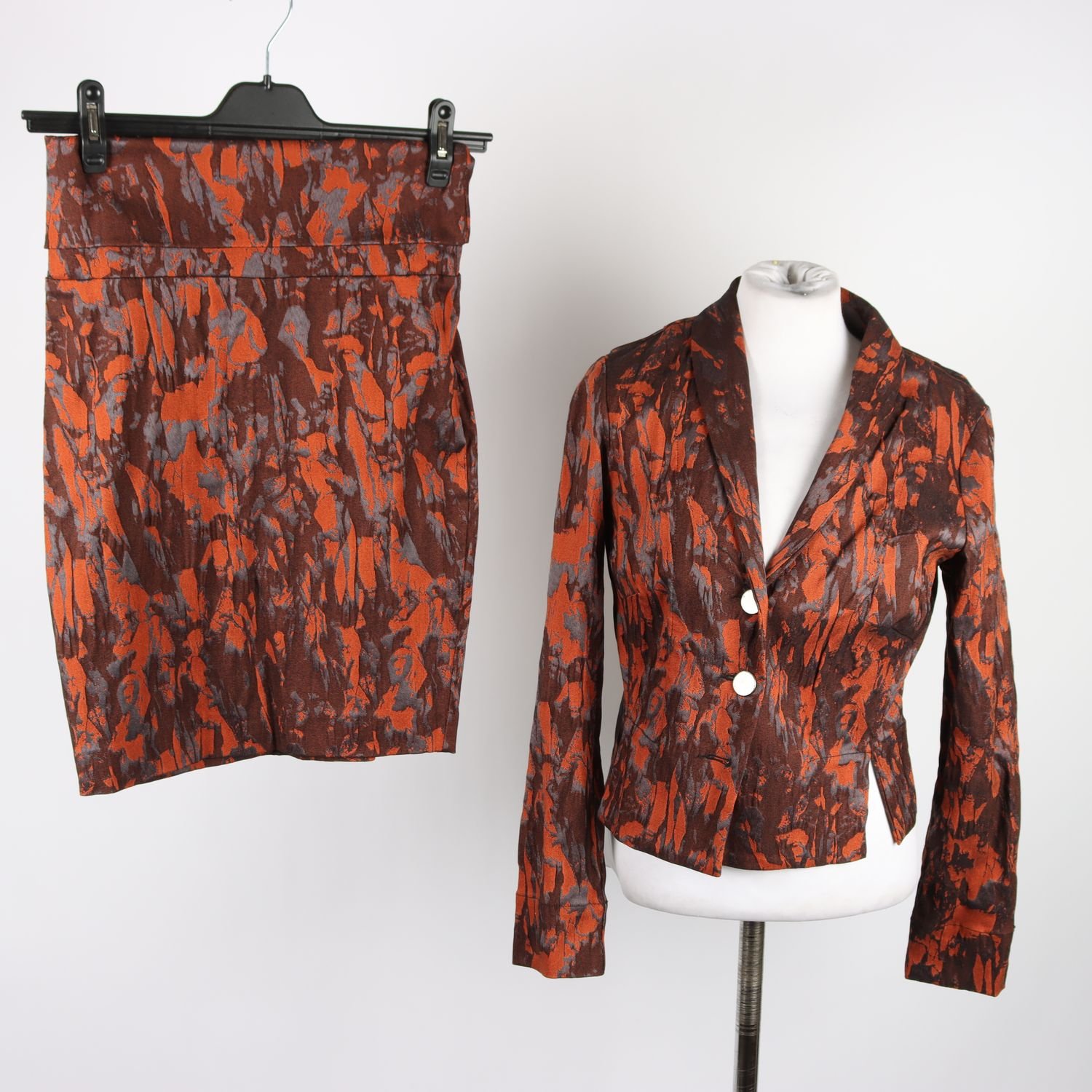 set, kavaj/kjol, Bitte Kai Rand, terracotta, mönstrad, kavaj stl. M, kjol stl. S