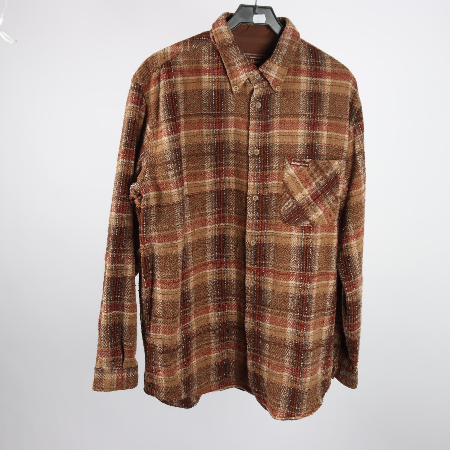 Skjorta, Marlboro, brun, ullmix, stl. XL.