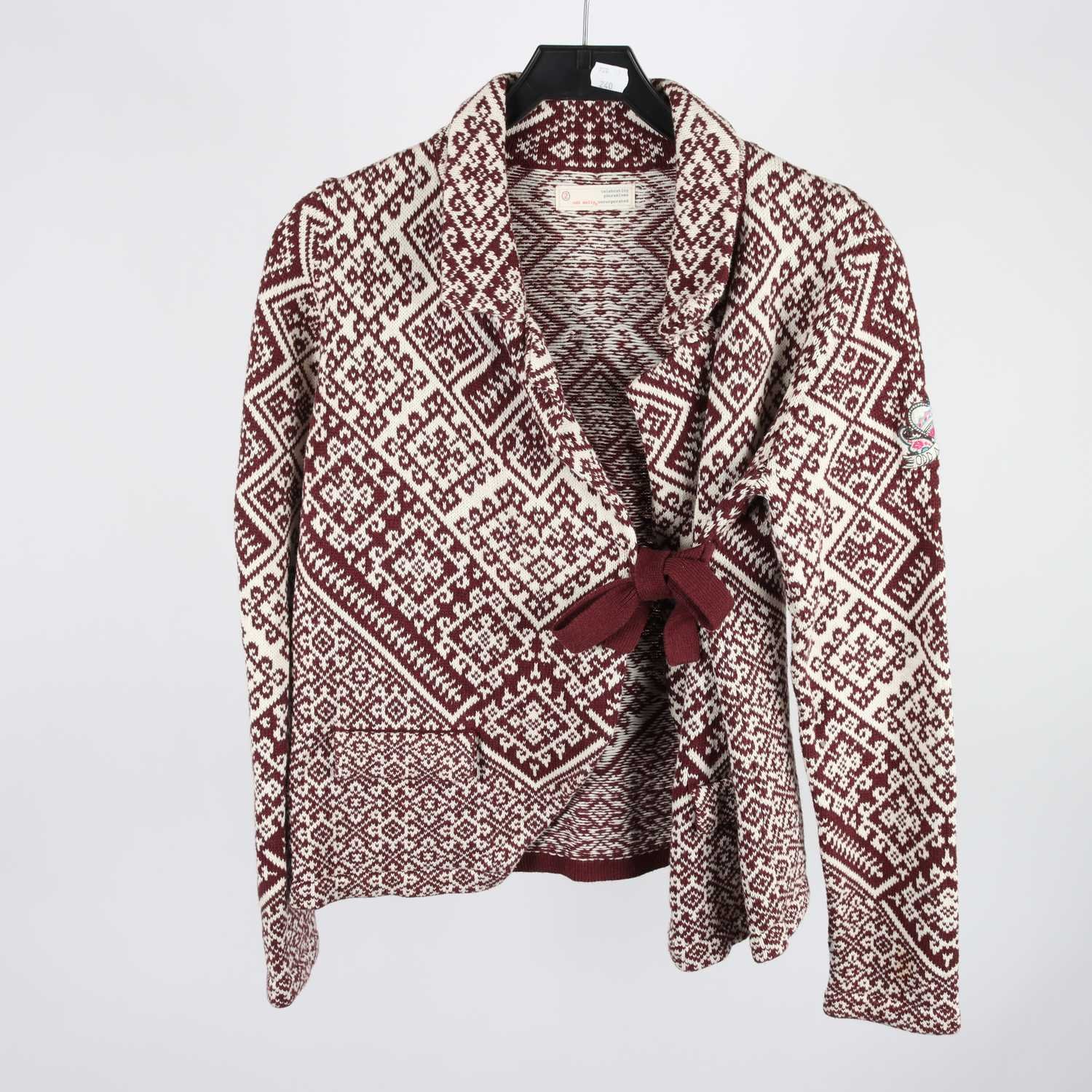 Kofta, Odd Molly, vinröd, vit, mönstrad, stl. 2 (M)