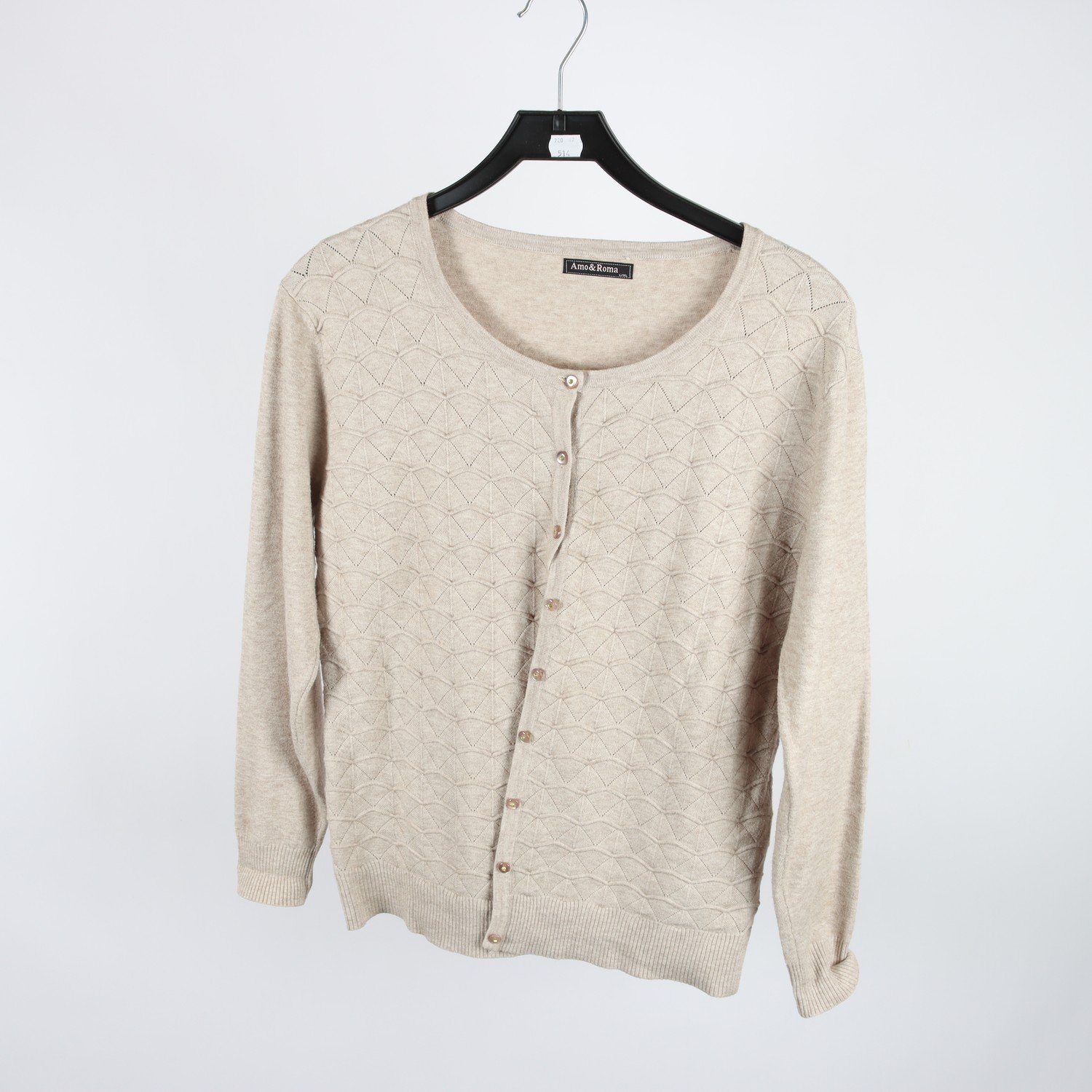 Kofta, Amo & Roma, beige, grå, ull, cashmere, stl. L/XL