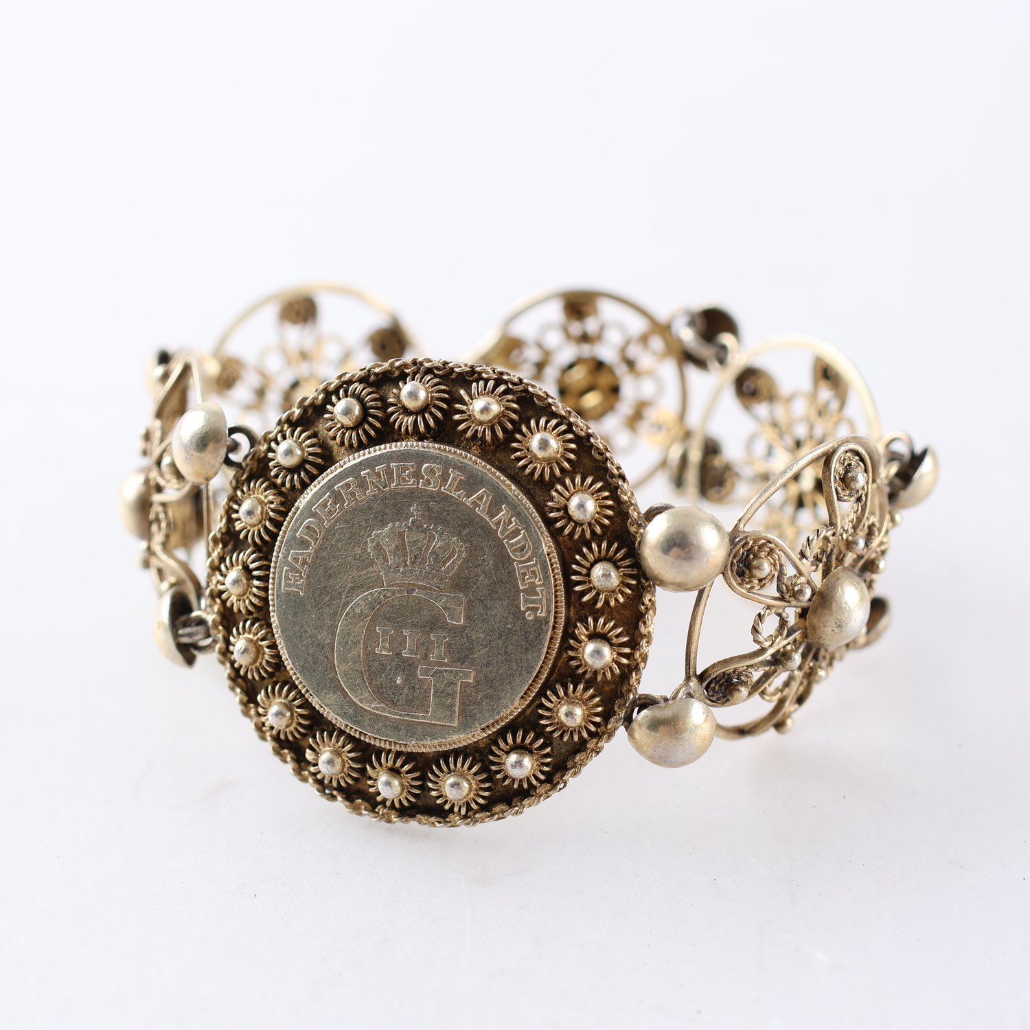 Armband, silver, Filigran. Vikt: 28.3g