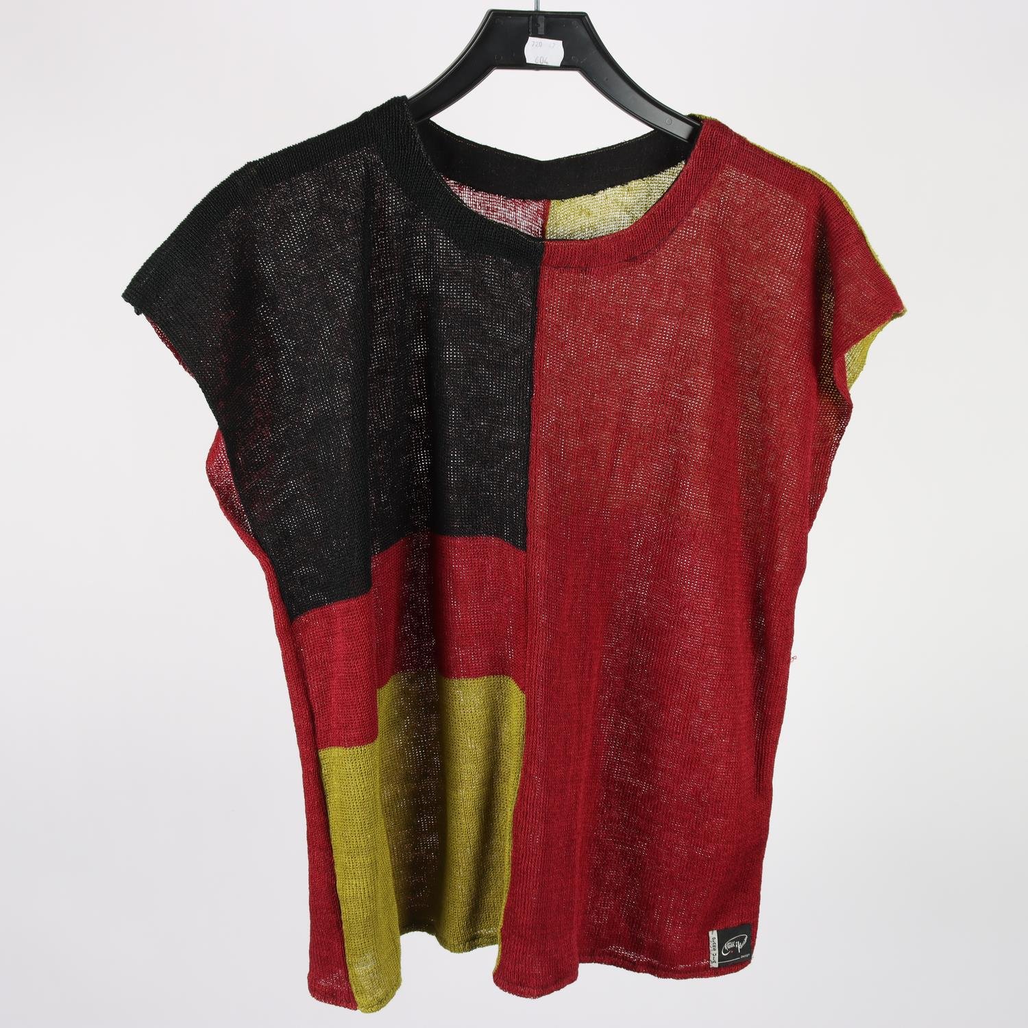 Tröja, Olars Ulla, vinröd, lime, stl. ca. L.