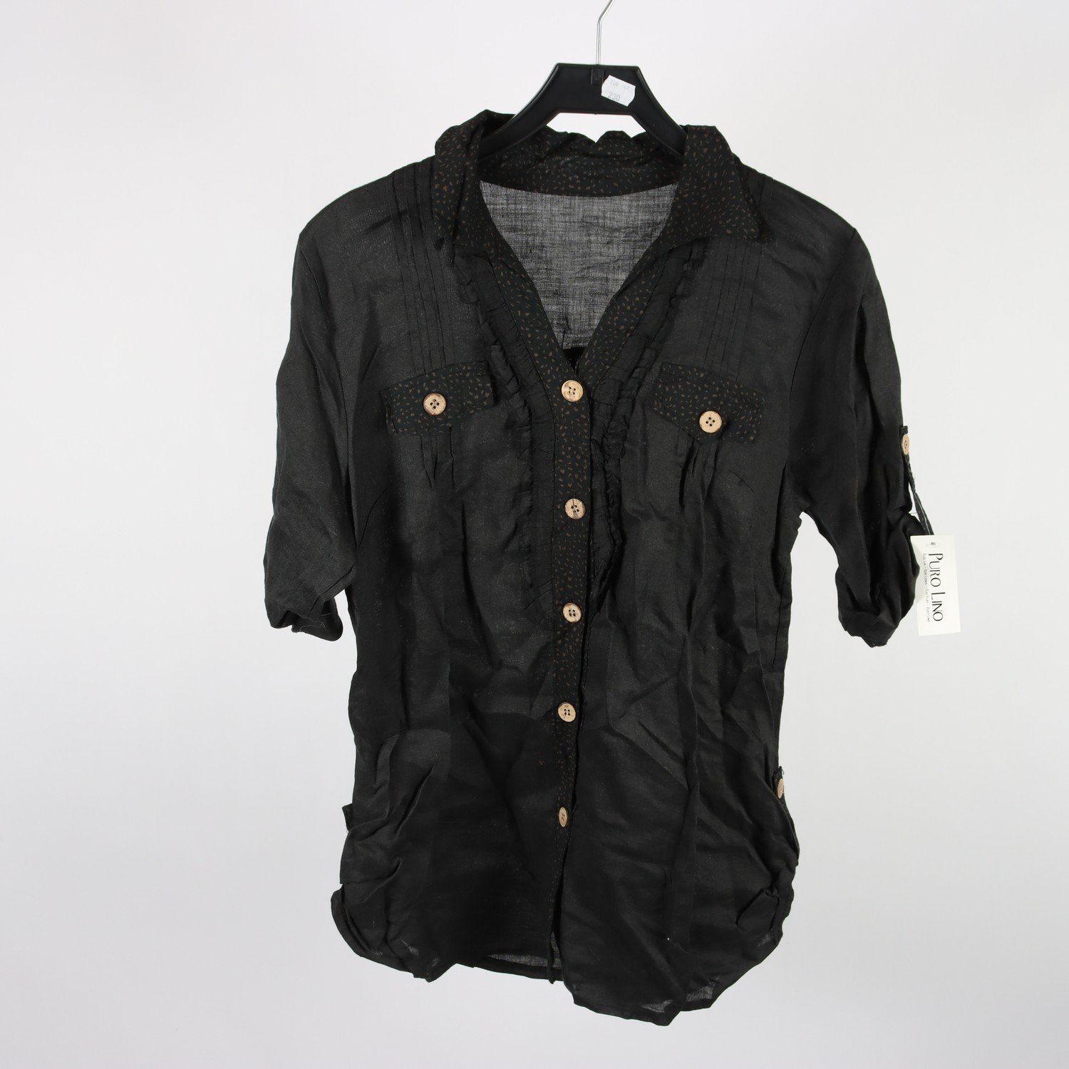 Blus, Puro Lino, svart, stl. XL