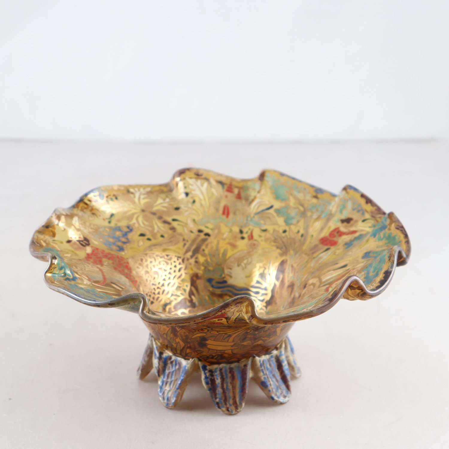 Glasskål, emaljarbete, Marianao Royo Cortés, Spanien. Samfraktas ej.