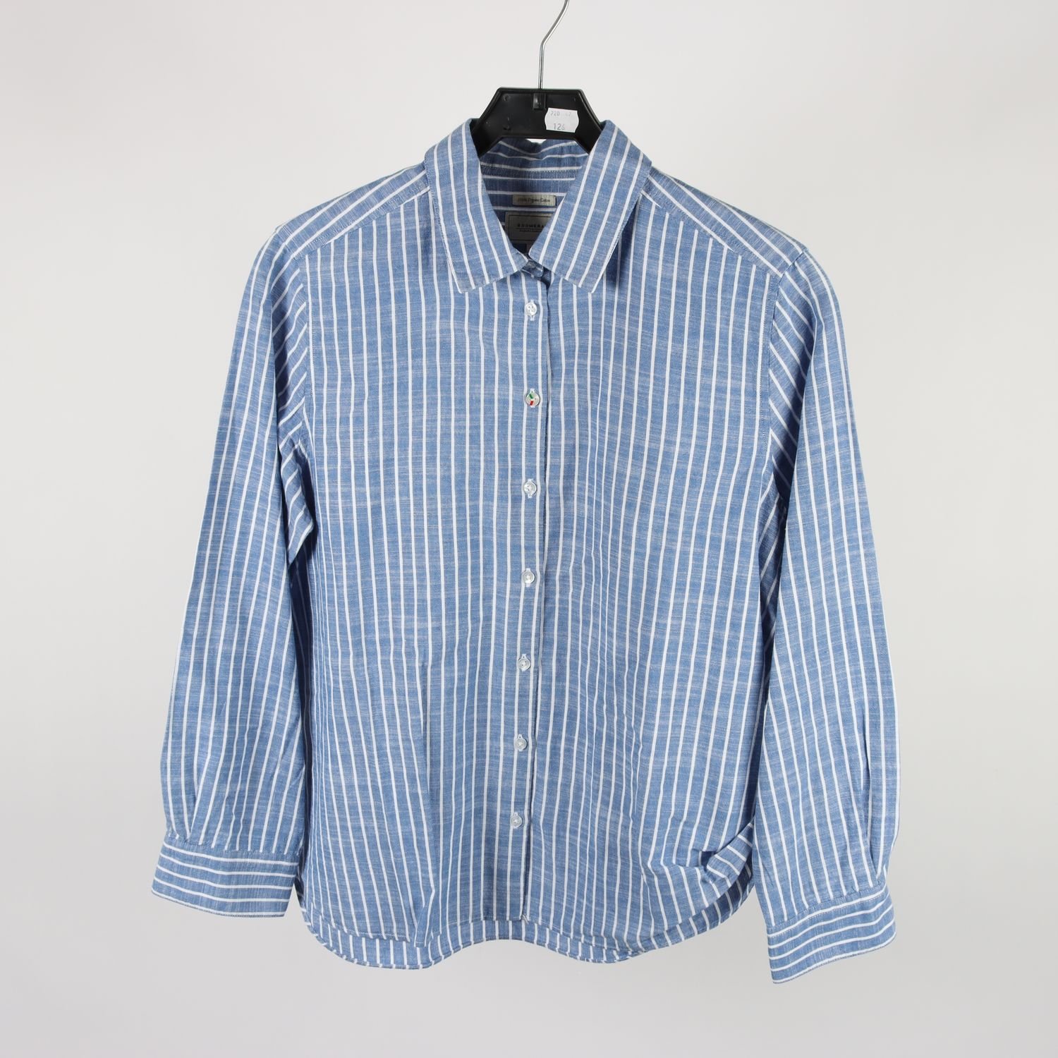 Blus, Boomerang, blå, vit, randig, stl. 38