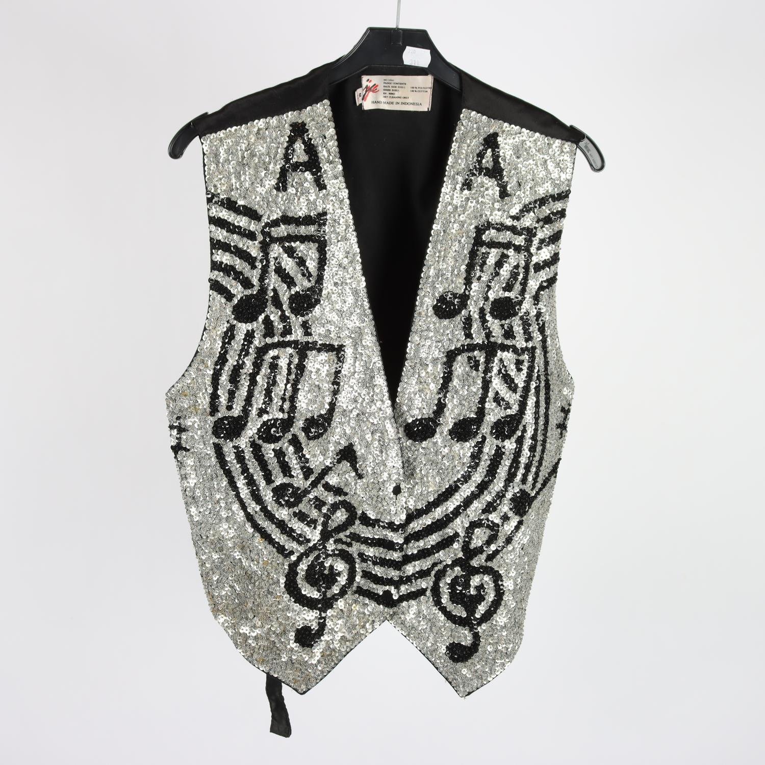 Väst, Okänd, svart, silver, paljetter, stl. M