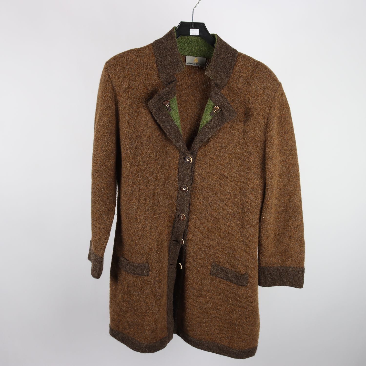 Kappa/kofta, Mirabell Salzburg, brun, grön, ull, stl. 48.