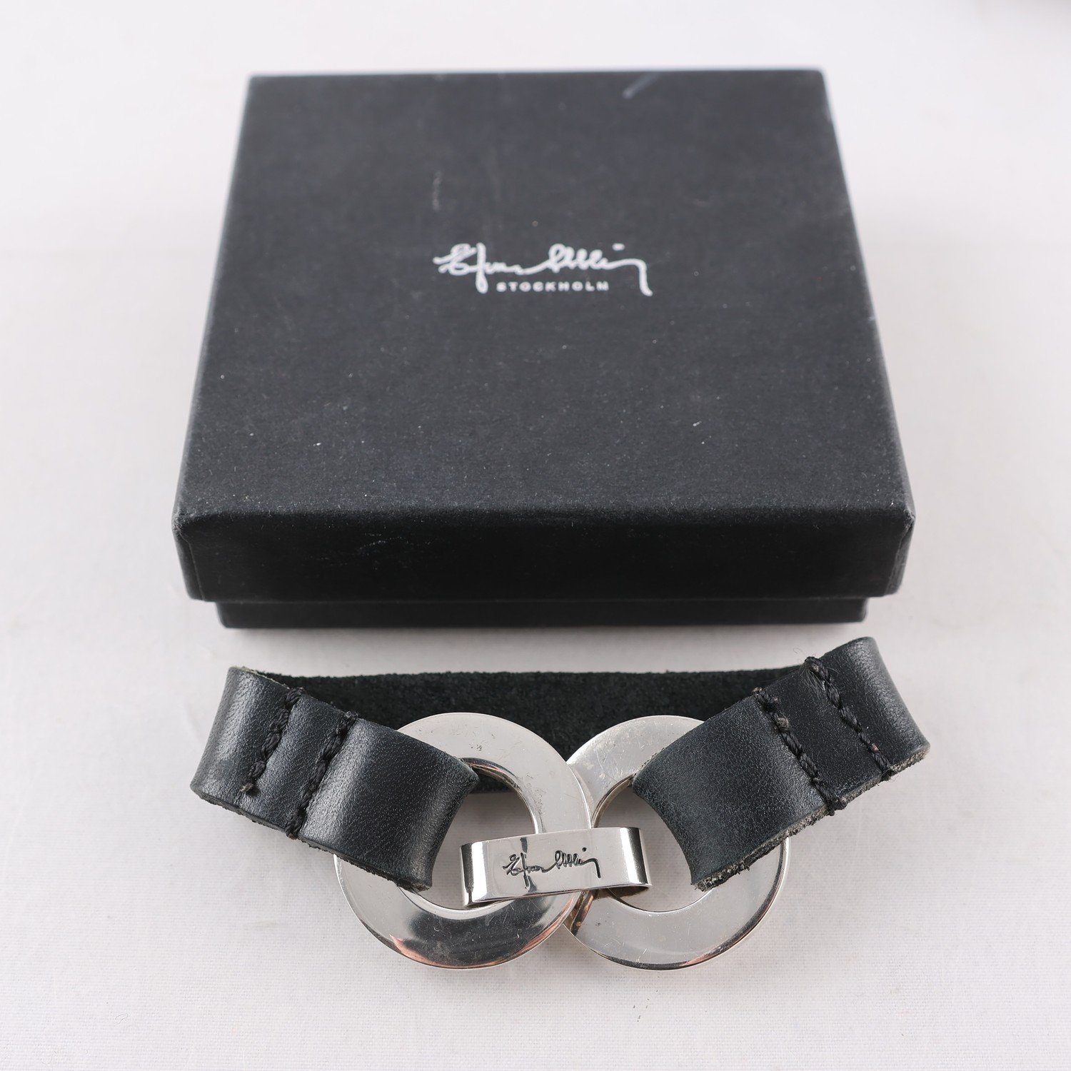 Armband, silver 925, läder, Efva Attling, brv: 33.5g