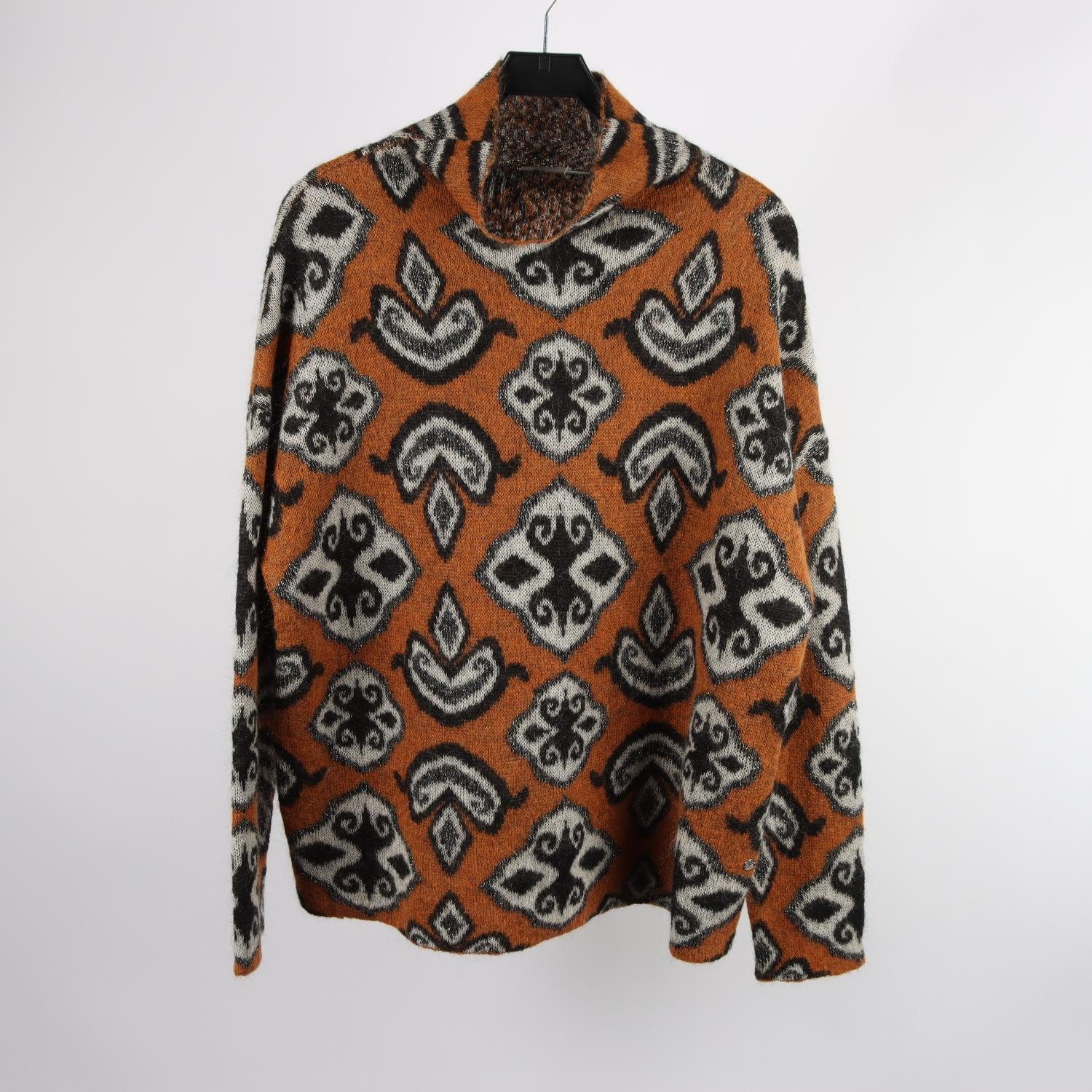 Stickad ulltröja, Day Birger et Mikkelsen, brun, mönstrad, 60% mohair, stl. XXL