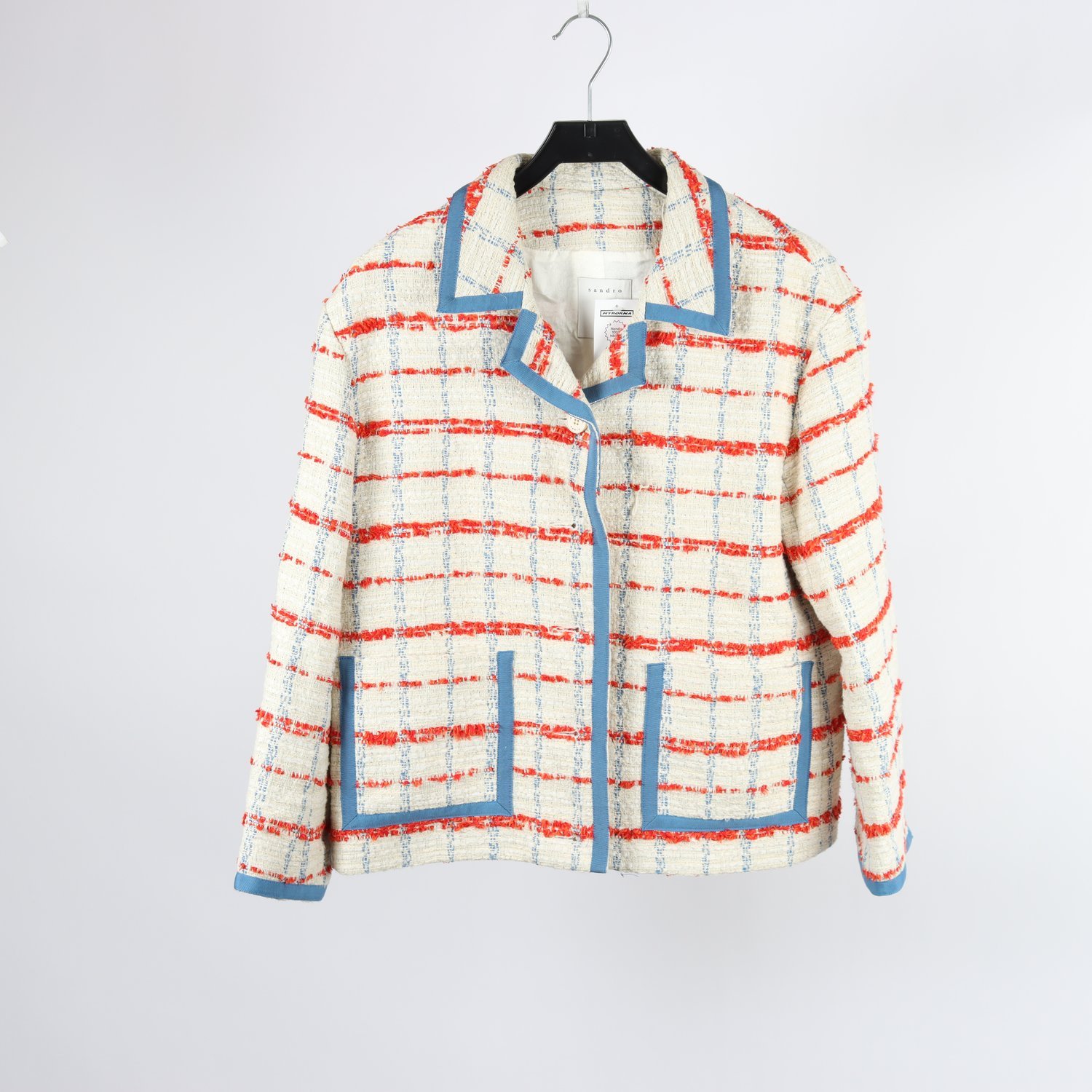 Jacka, Sandro, vit, röd, blå, stl. 40.