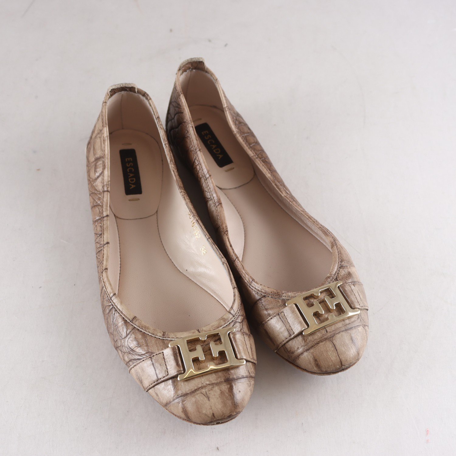 Ballerinasko, Escada, läder, stl. 38