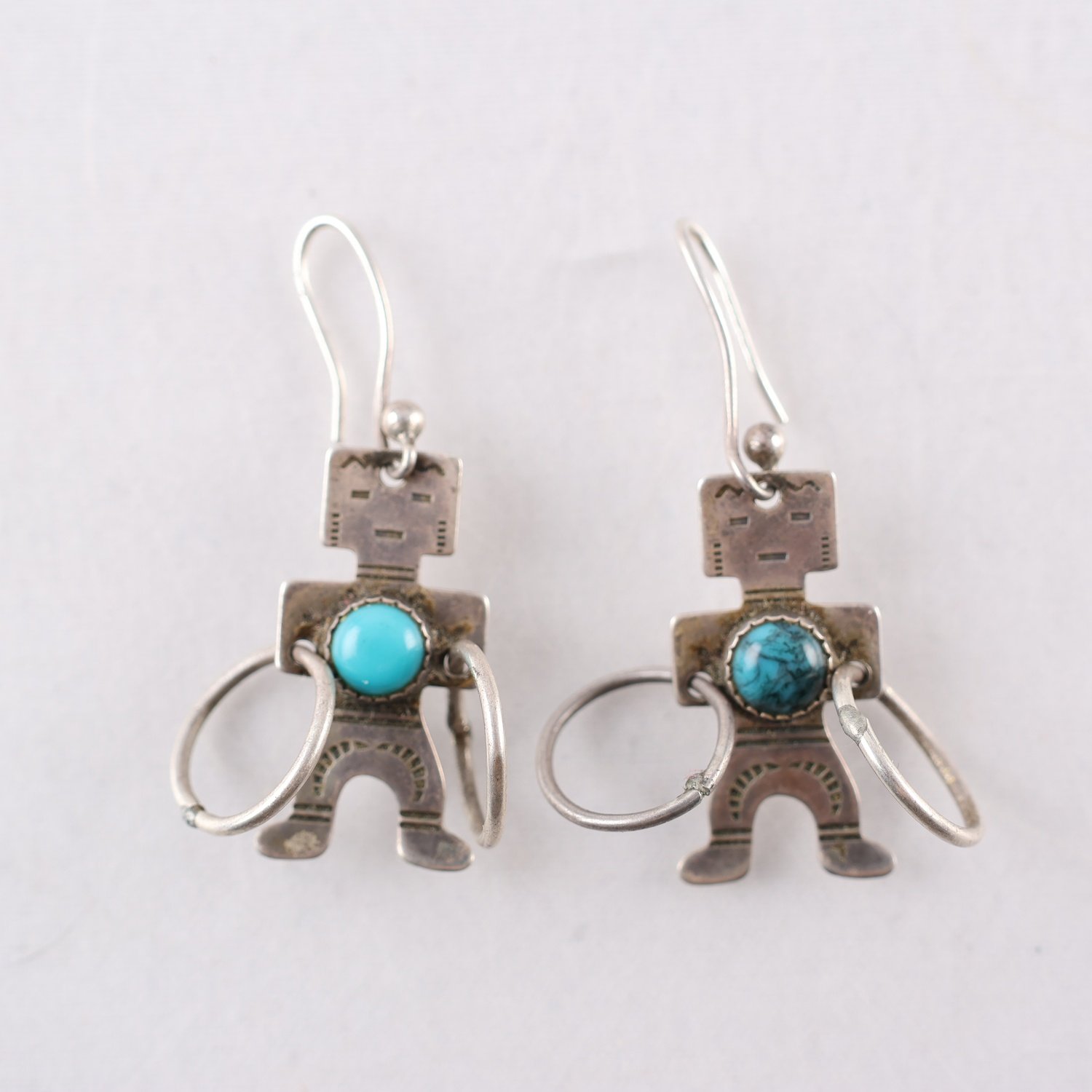Örhängen, silver 925, turkoser, Navajo Kachina, vintage, brv: 4.3g