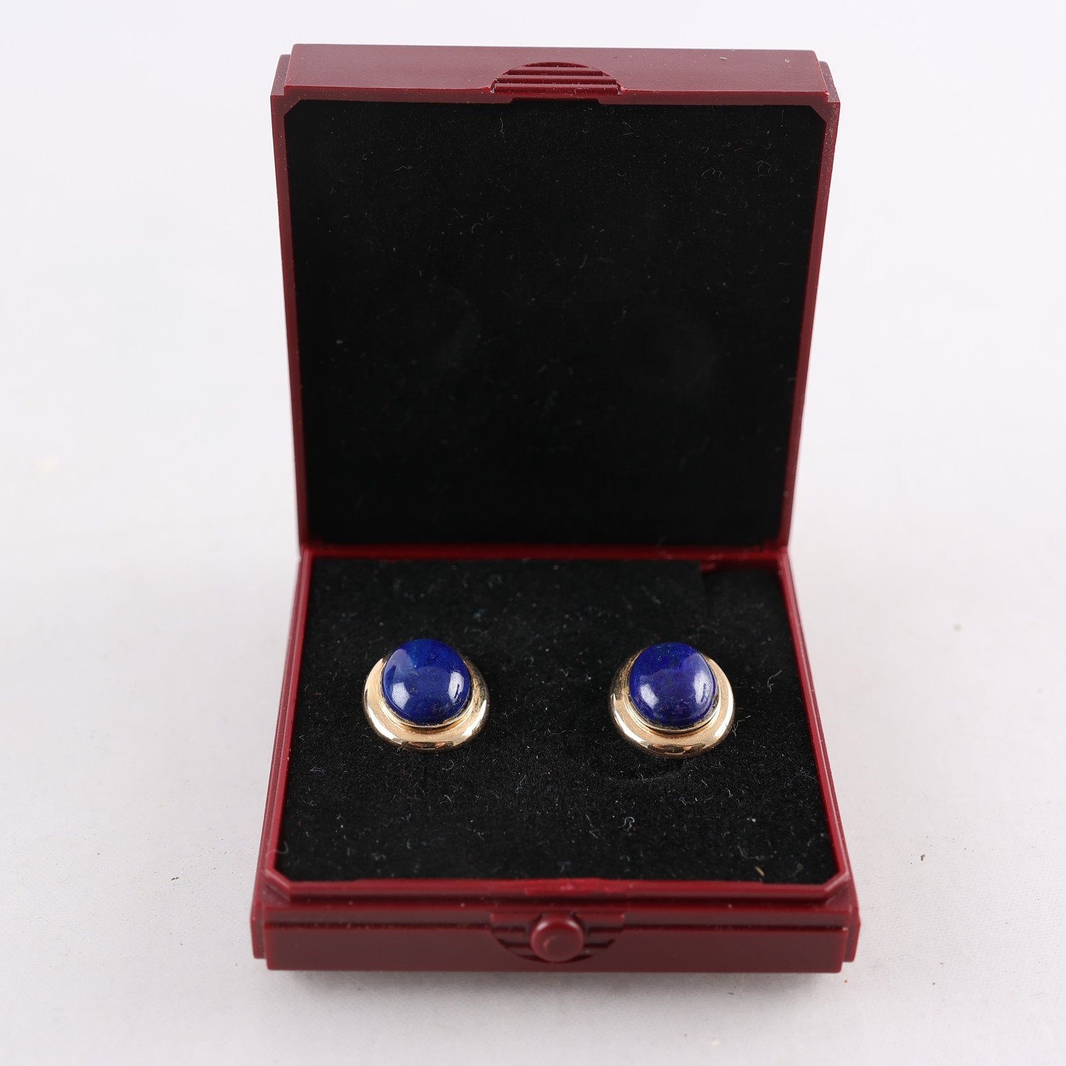 Örhängen, guld 14k, blå sten, brv: 2.7g