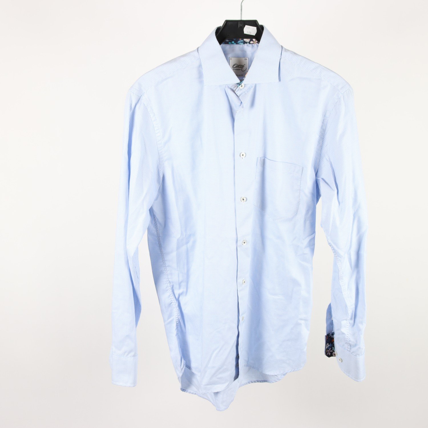 Skjorta, Oscar of Sweden, blå, vit, rutig, stl. 39/15½ (M)