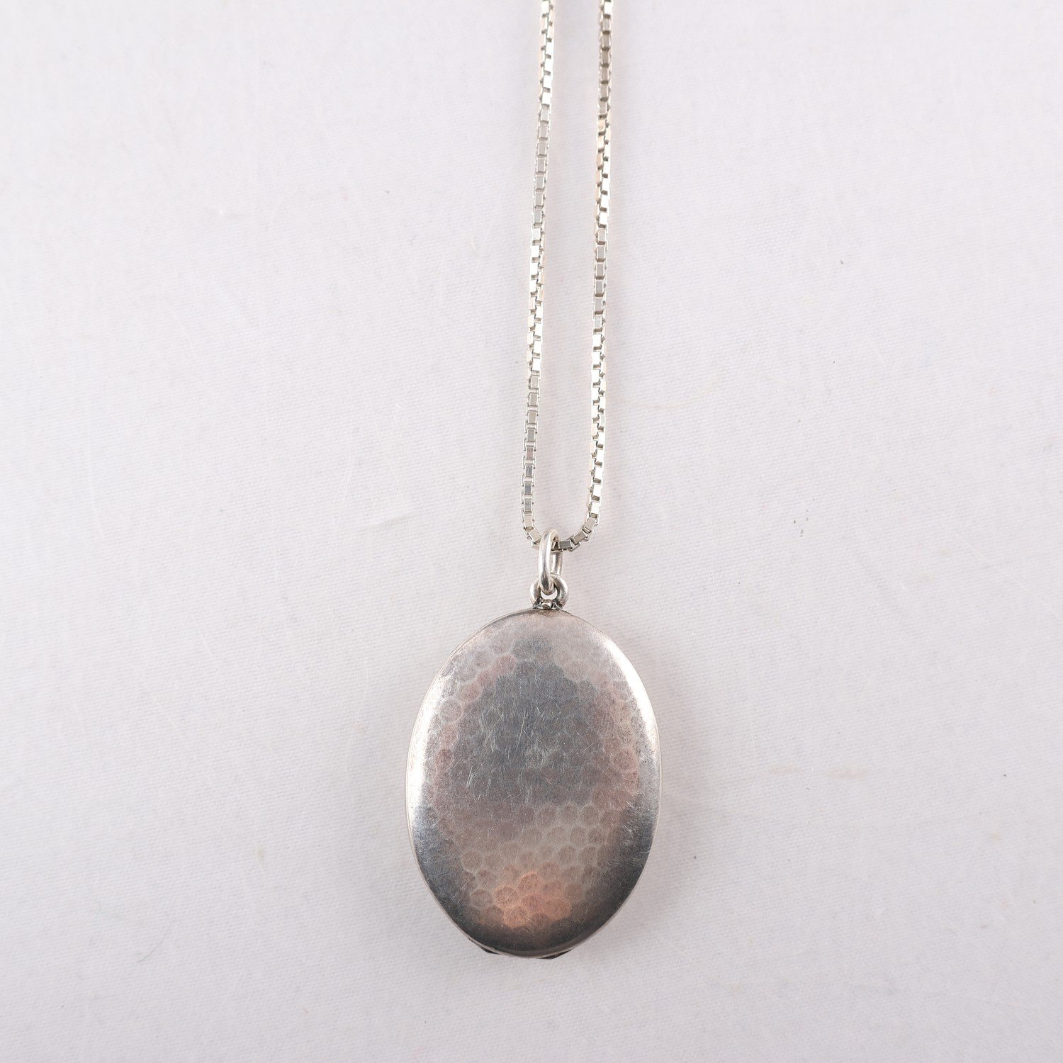 Halsband, hänge, silver, medaljong, vikt: 15.3g