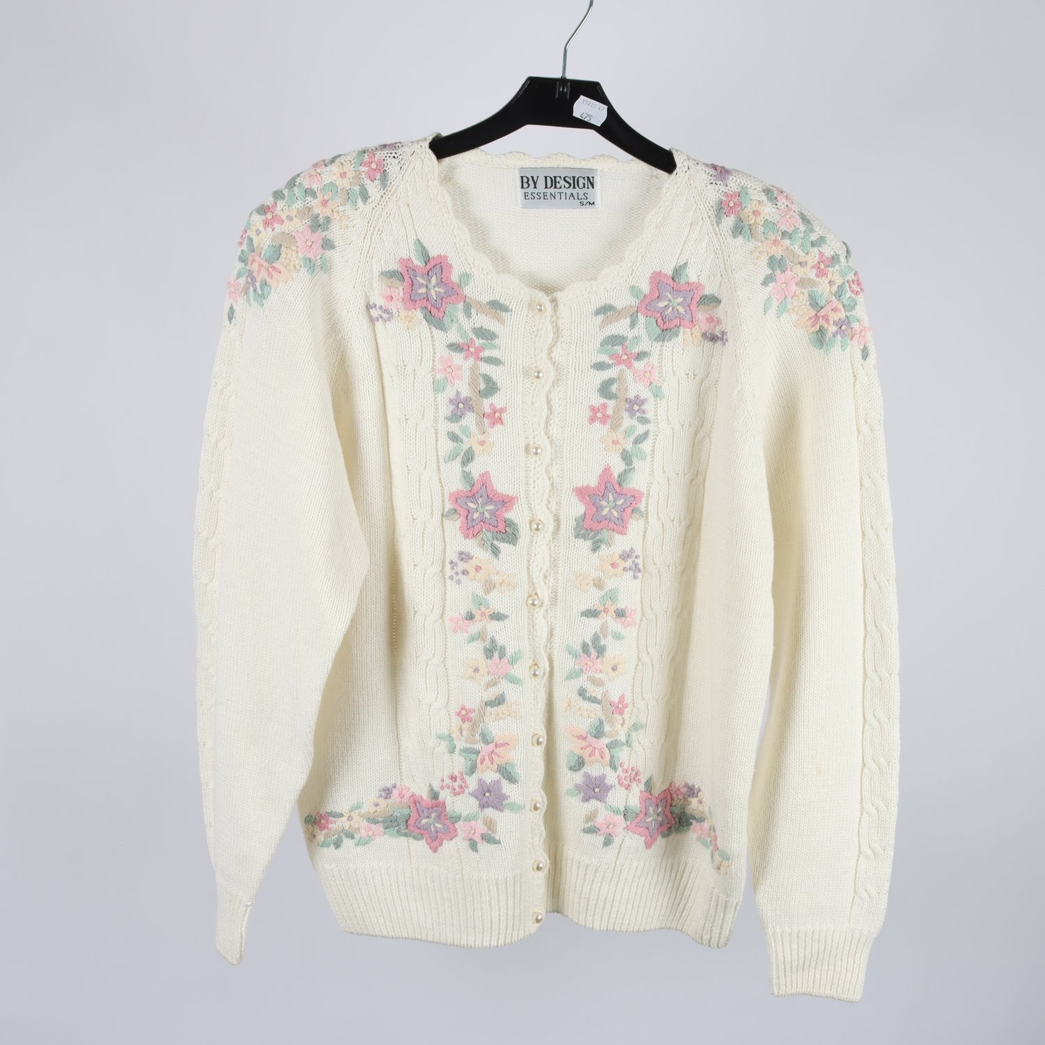 Kofta, By Design Essentials, vit, blommig, stl. S/M