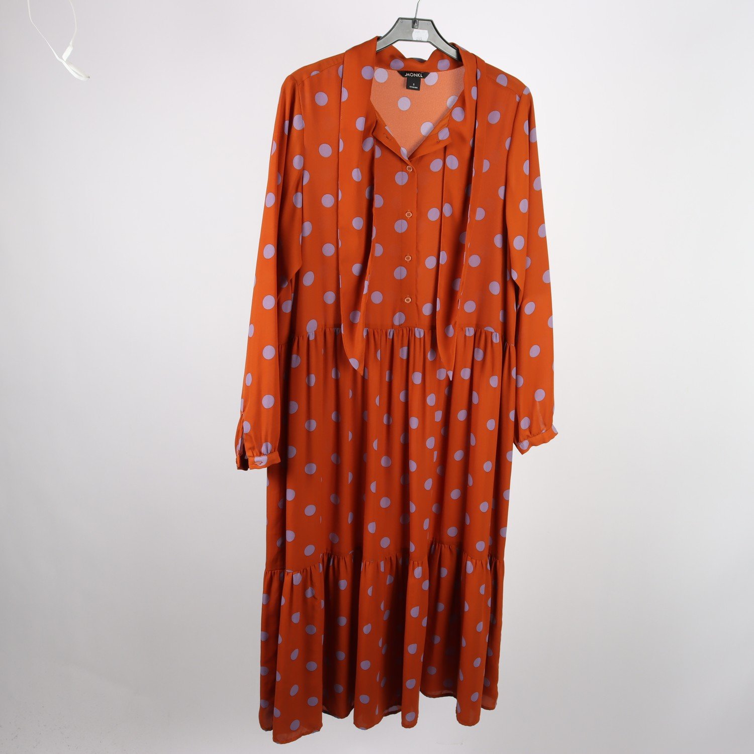 Klänning, Monki, prickig, brun, lila, stl. S.