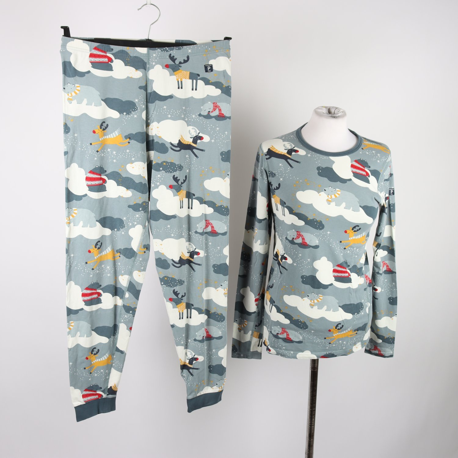 Sovplagg, Polarn O.Pyret, grå, mönstrad, stl. XS