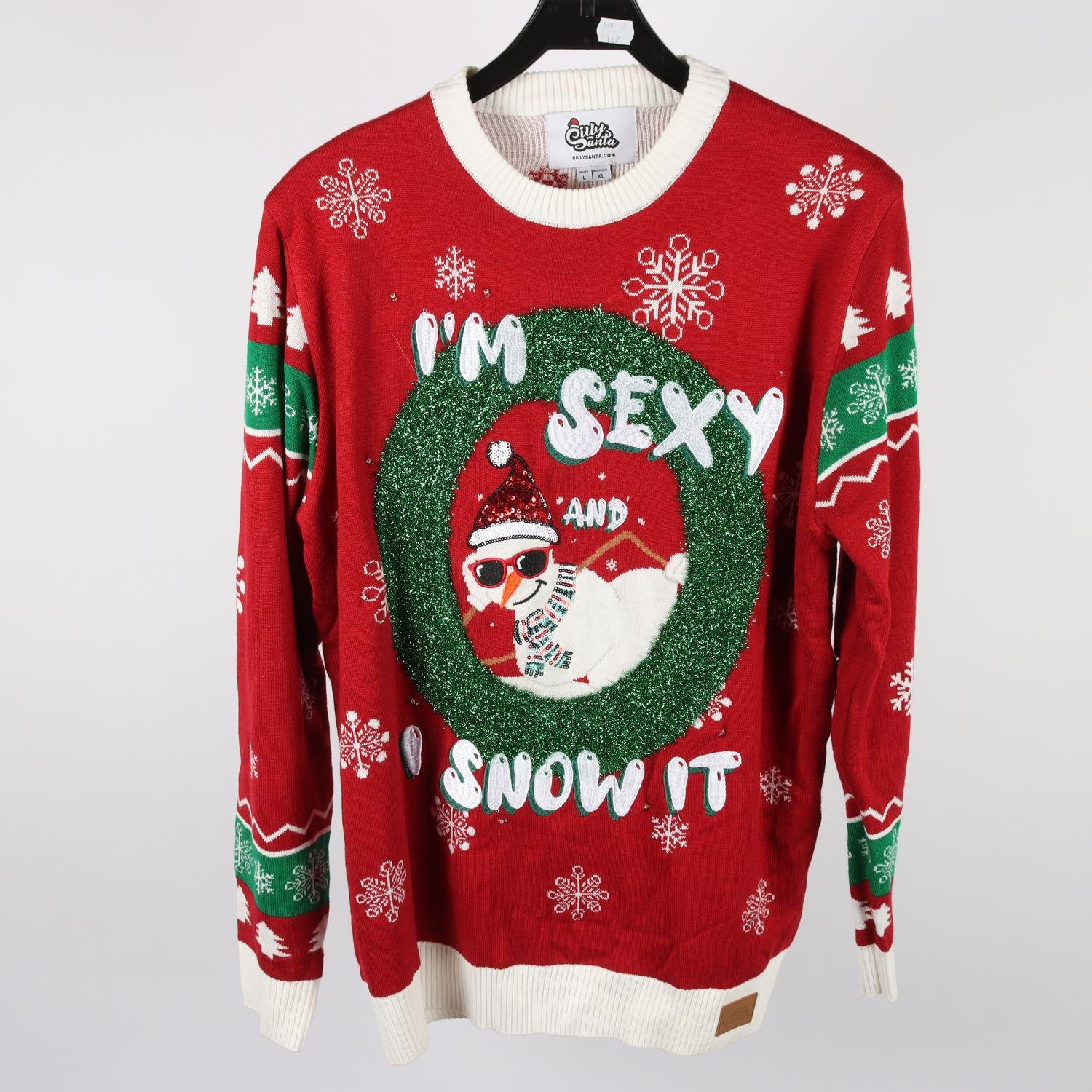 Jultröja, Silly Santa, röd, stl. man L, wom XL