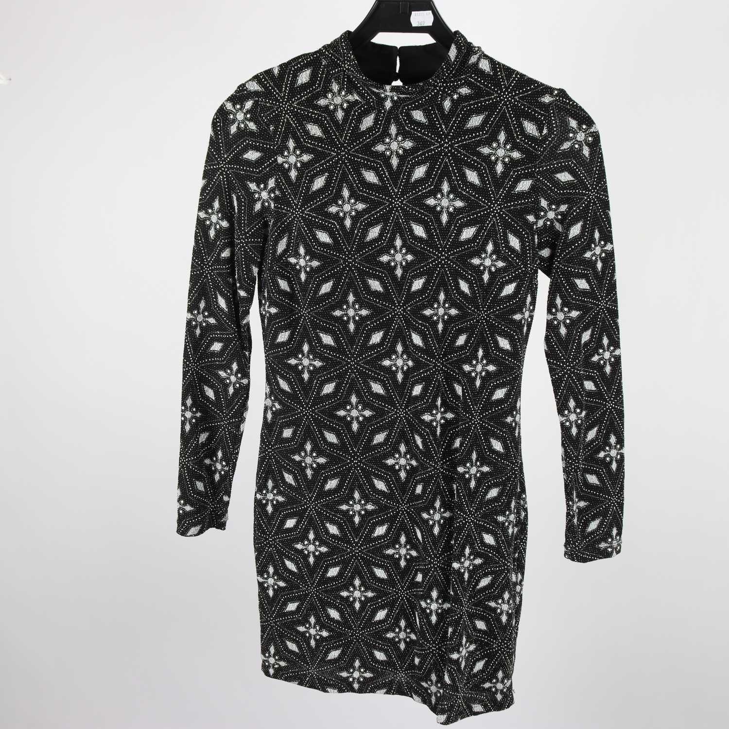 Klänning, Topshop, svart, vit, glittrig, stl. 38