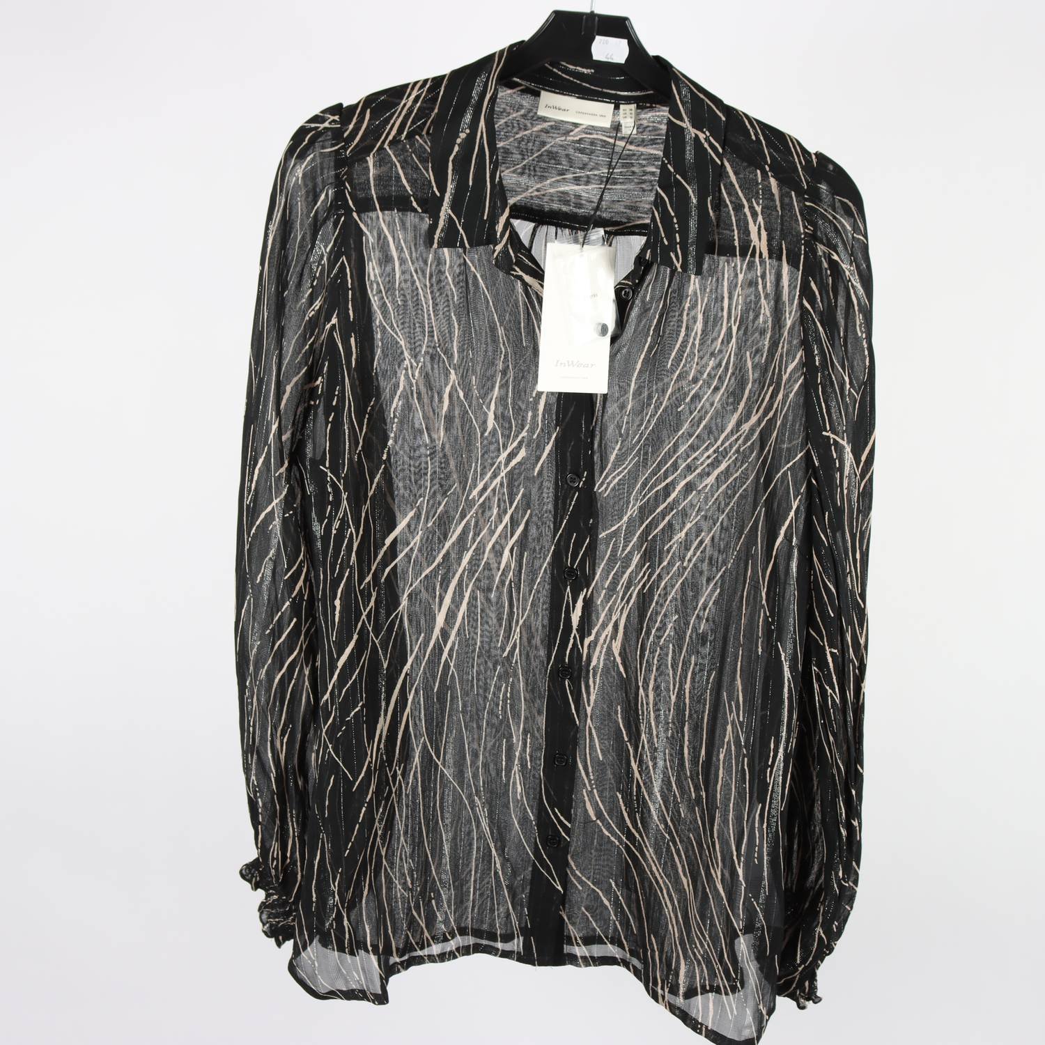 Blus, InWear, svart, beige, glittrig, stl. 38