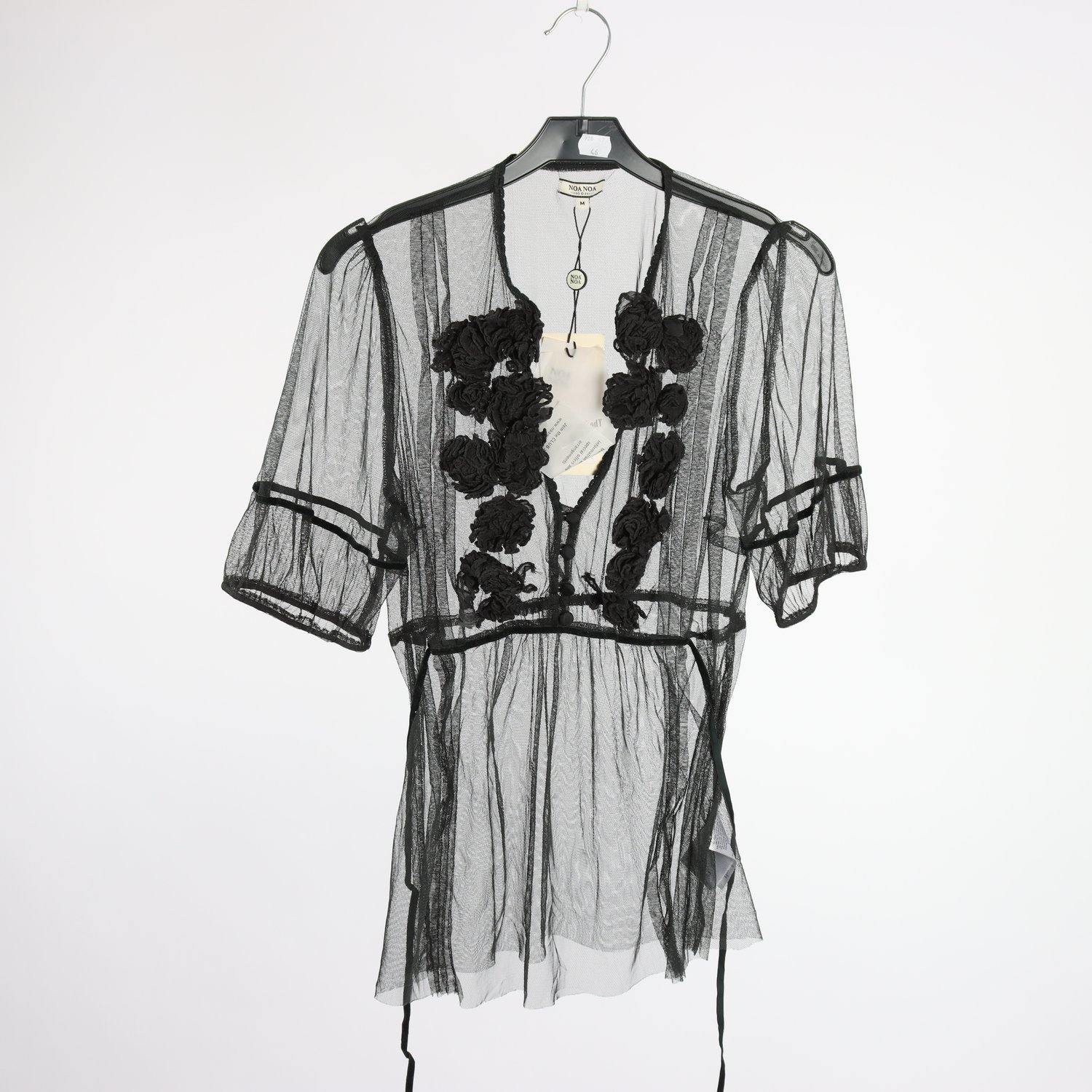 Blus, Noa Noa, svart, nät, blommig, stl. M