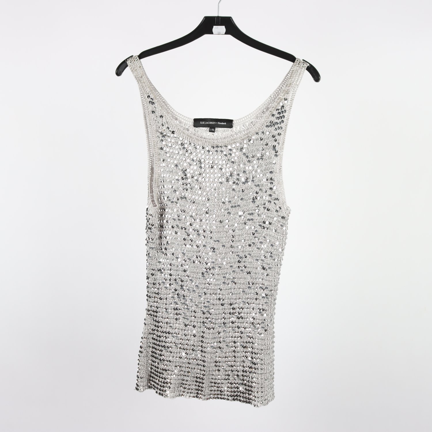 Linne, Ilse Jacobsen, grå, silver, paljetter, stl. L/XL