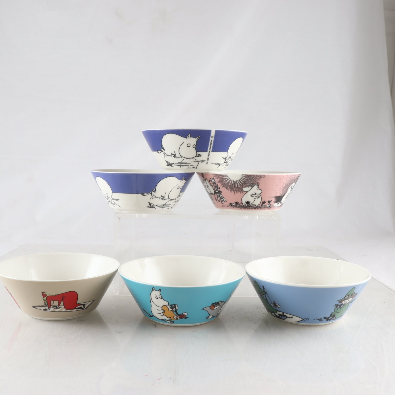 Samling muminskålar, Arabia, 6 st. Samfraktas ej.