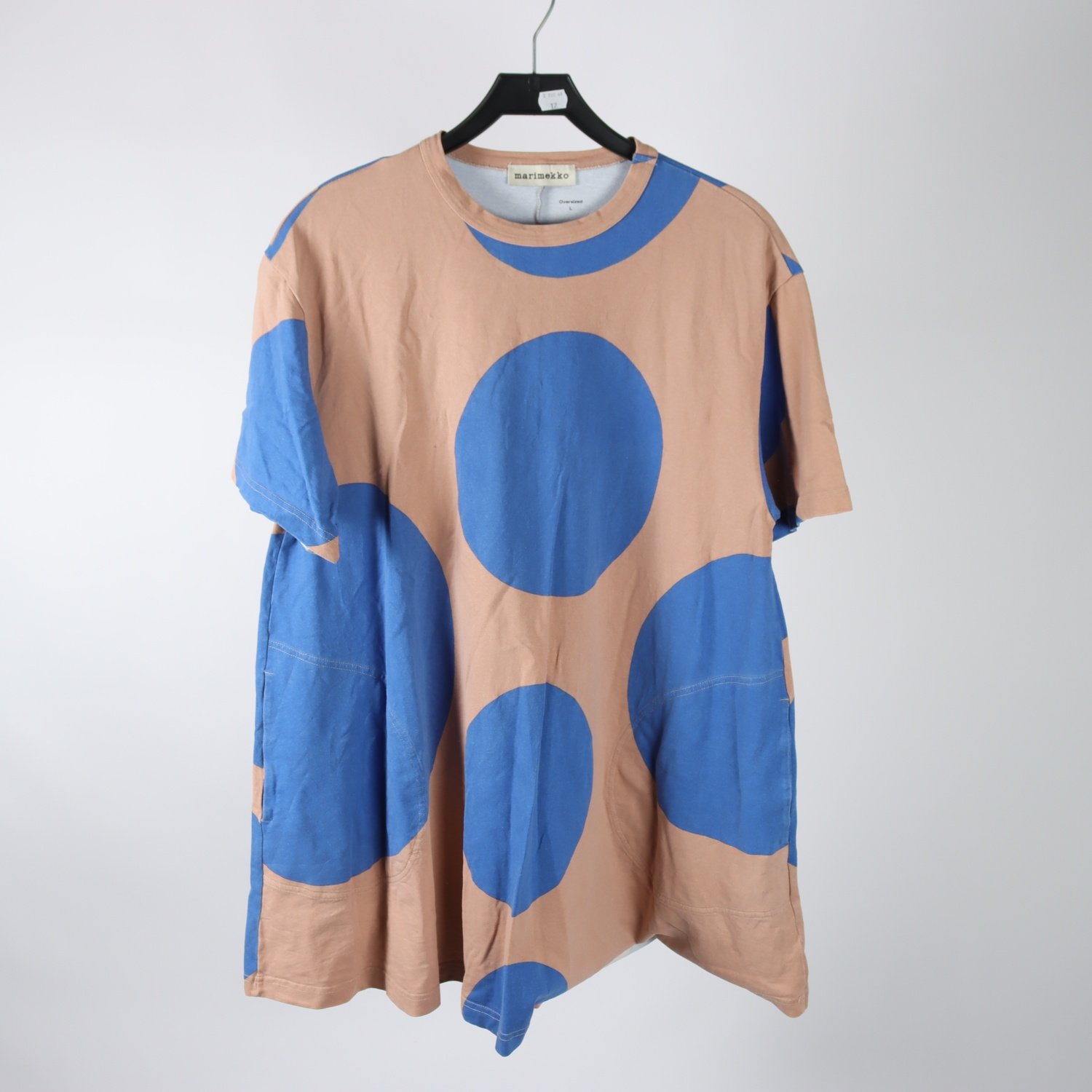 Tunika, Marimekko, beige, blå, stl. L (oversize)