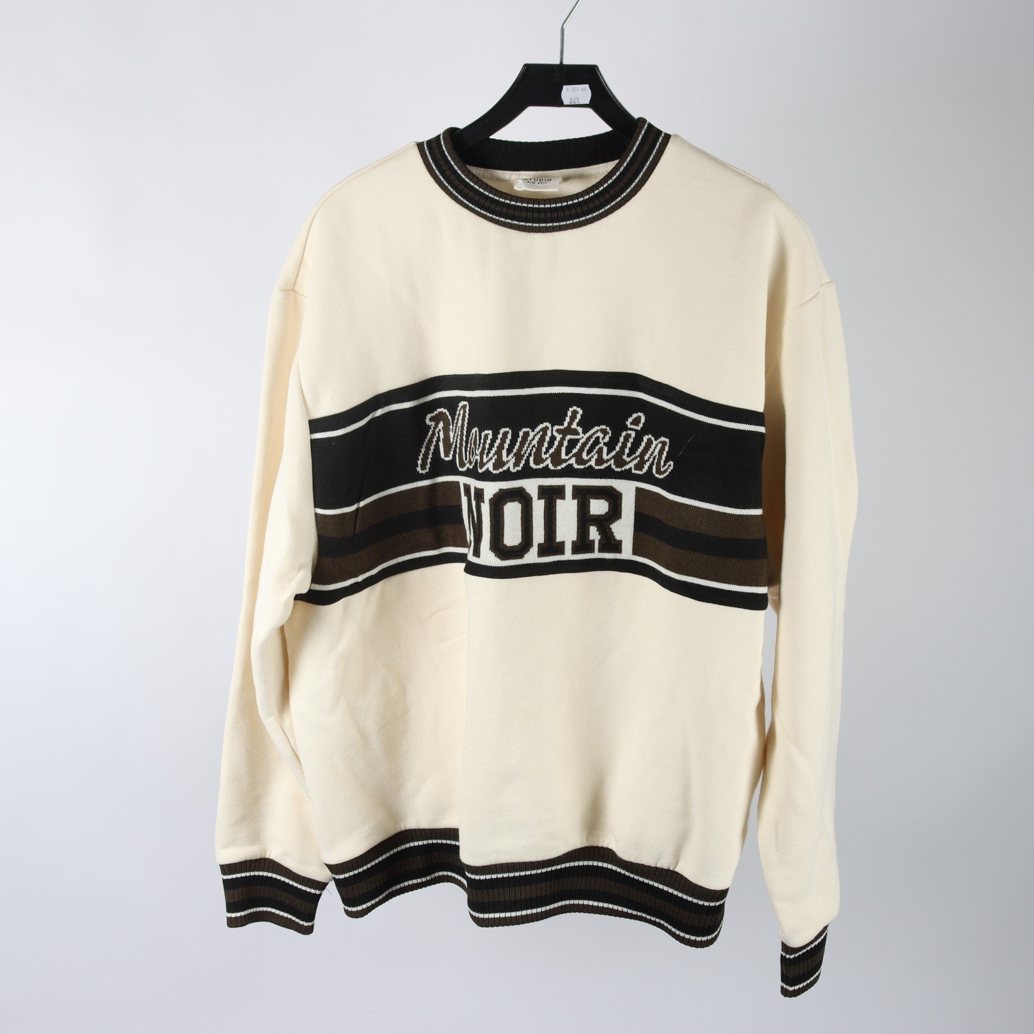 Tröja, H&M Studio, offwhite, svart, stl. L