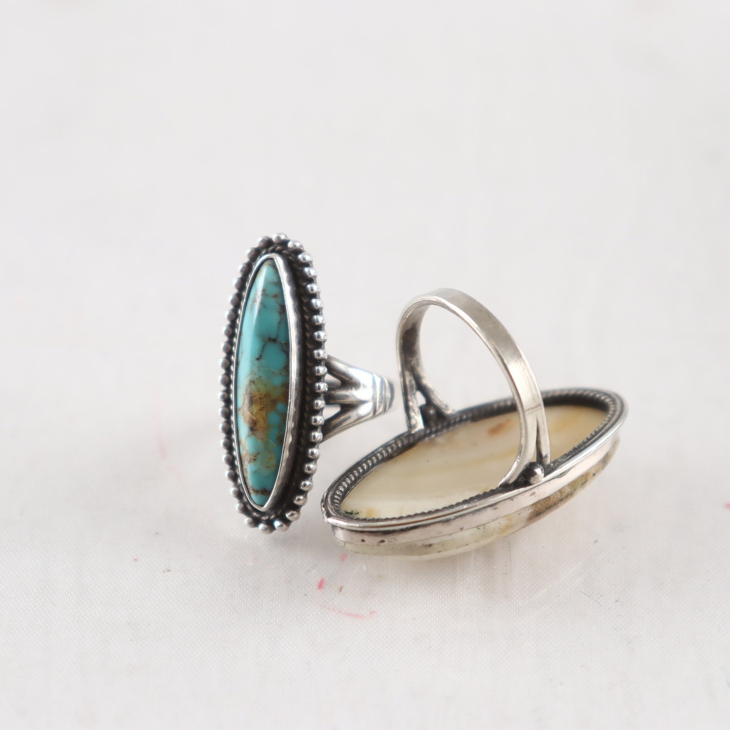 Ringar, silver, naturstenar, vintage, brv: 14,5 g