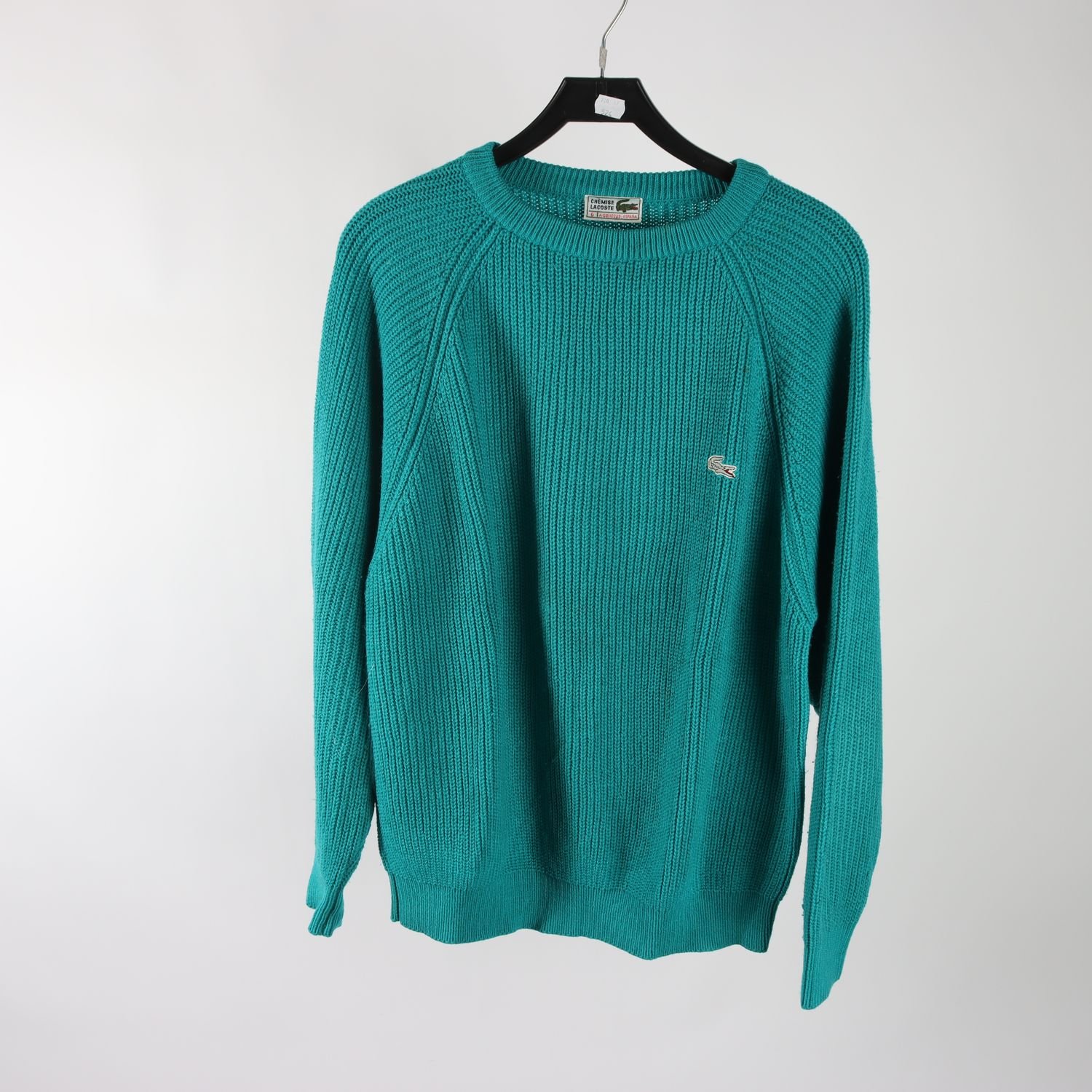 Tröja, Chemise Lacoste, turkos, akryl, retro, stl. XL.