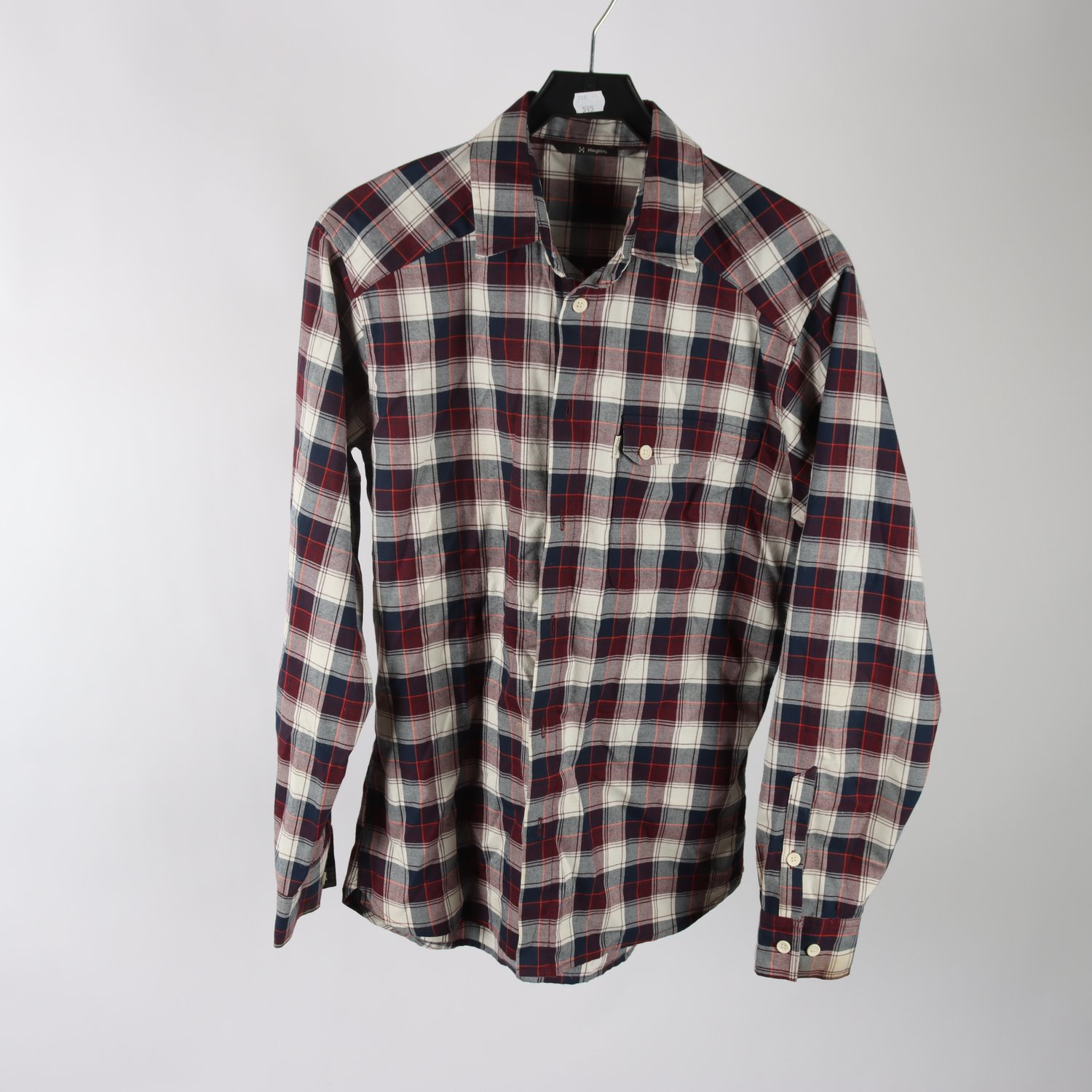 Skjorta, Haglöfs, rutig, blå, vinröd, stl. M.