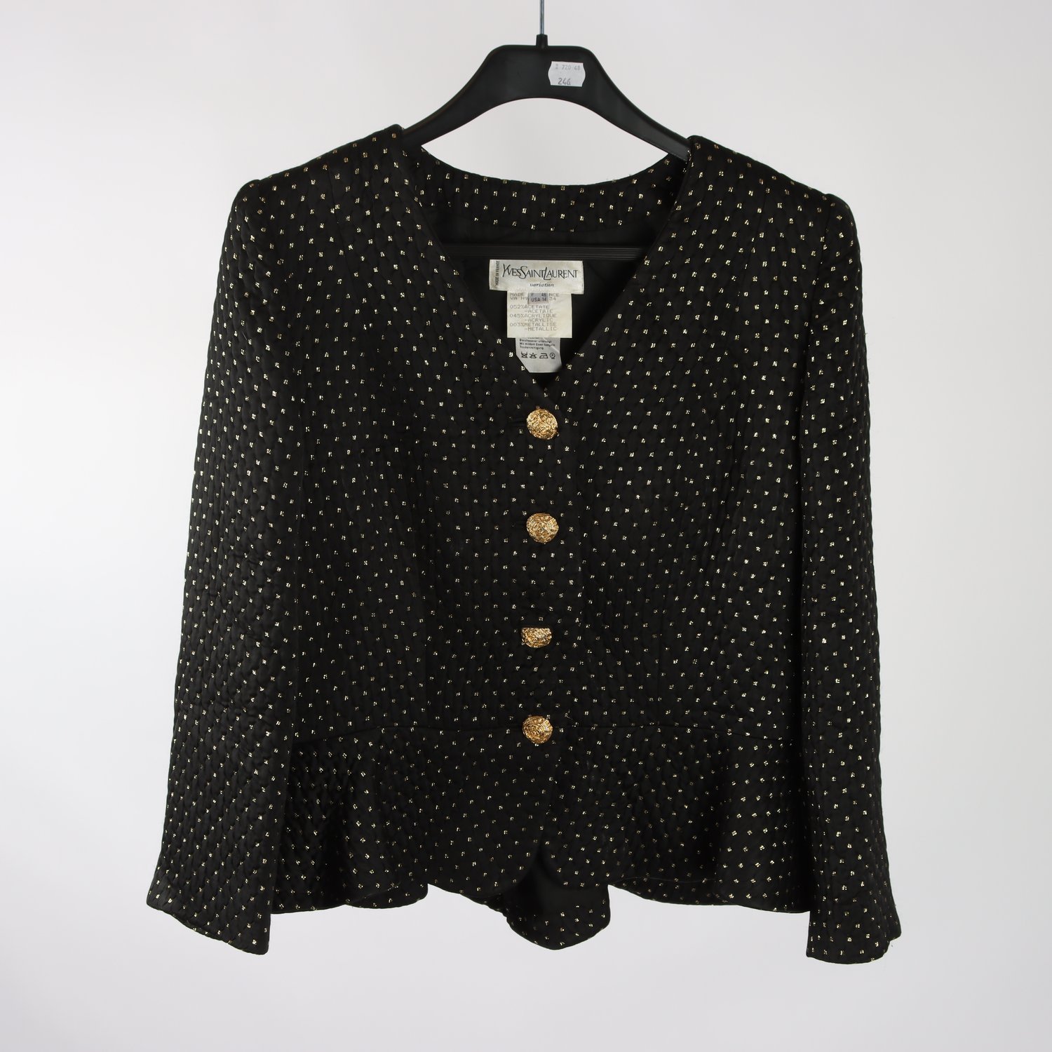 Jacka, Yves Saint Laurent, svart, guld, stl. 14 (L)