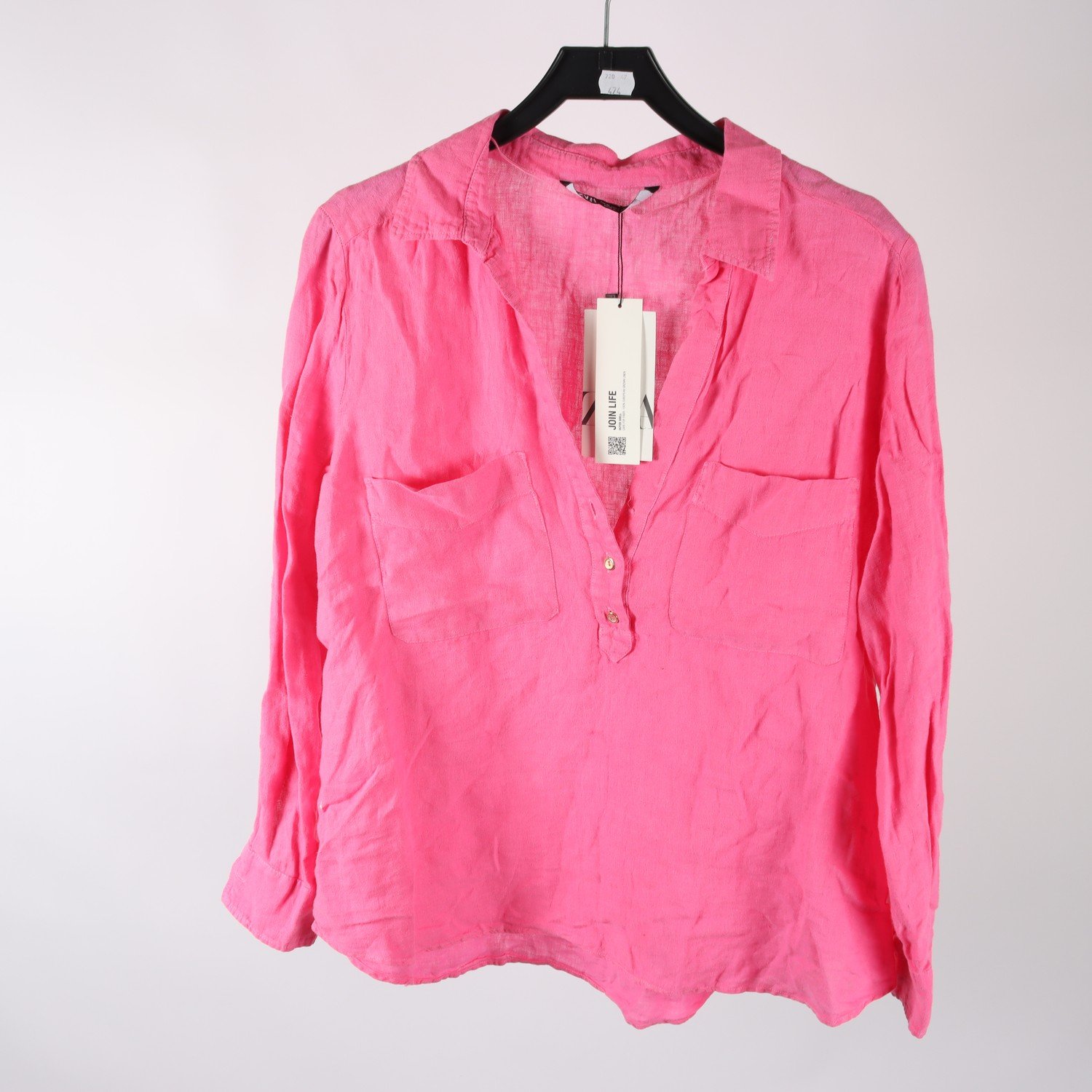 Blus, Zara, rosa, lin, stl. XL.