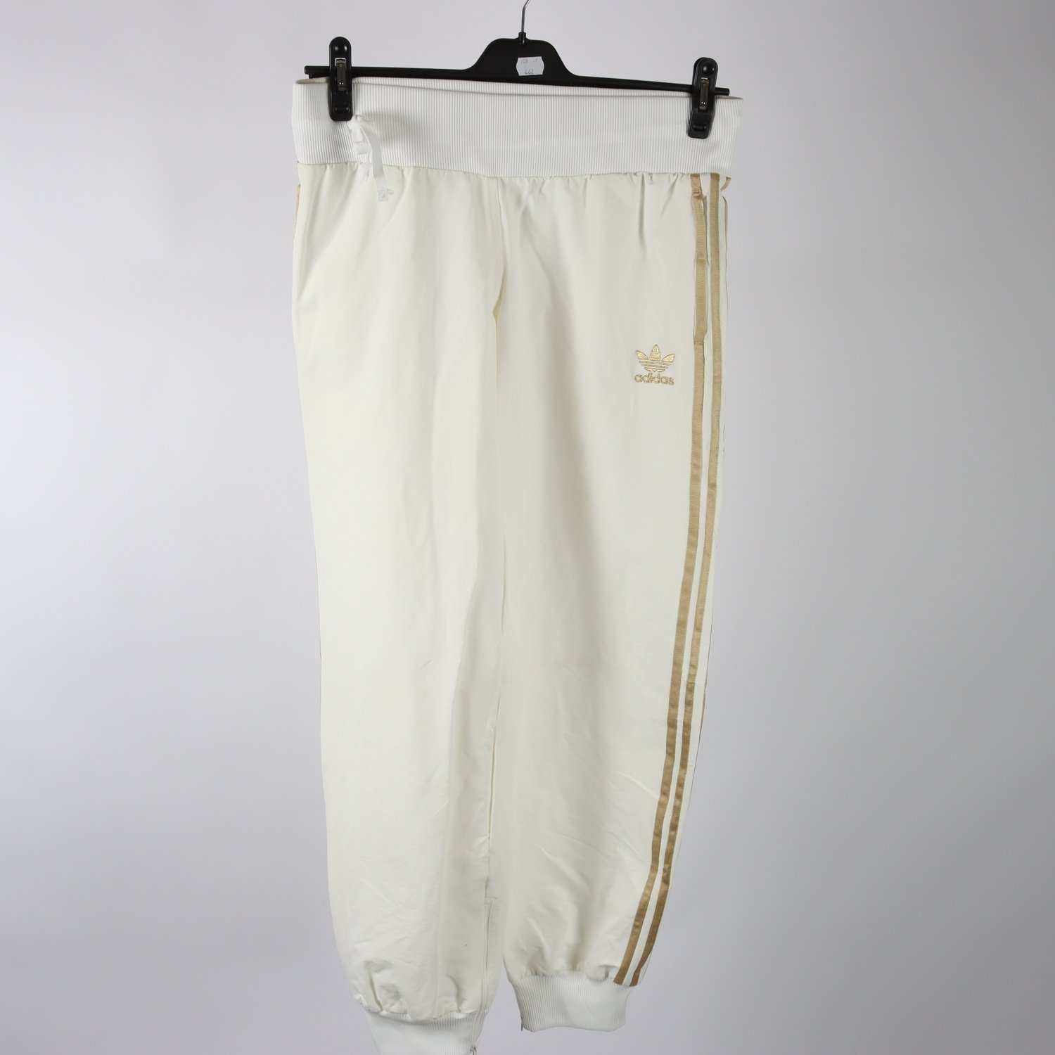 Sportbyxor, Adidas, vit, guld, stl. 40.