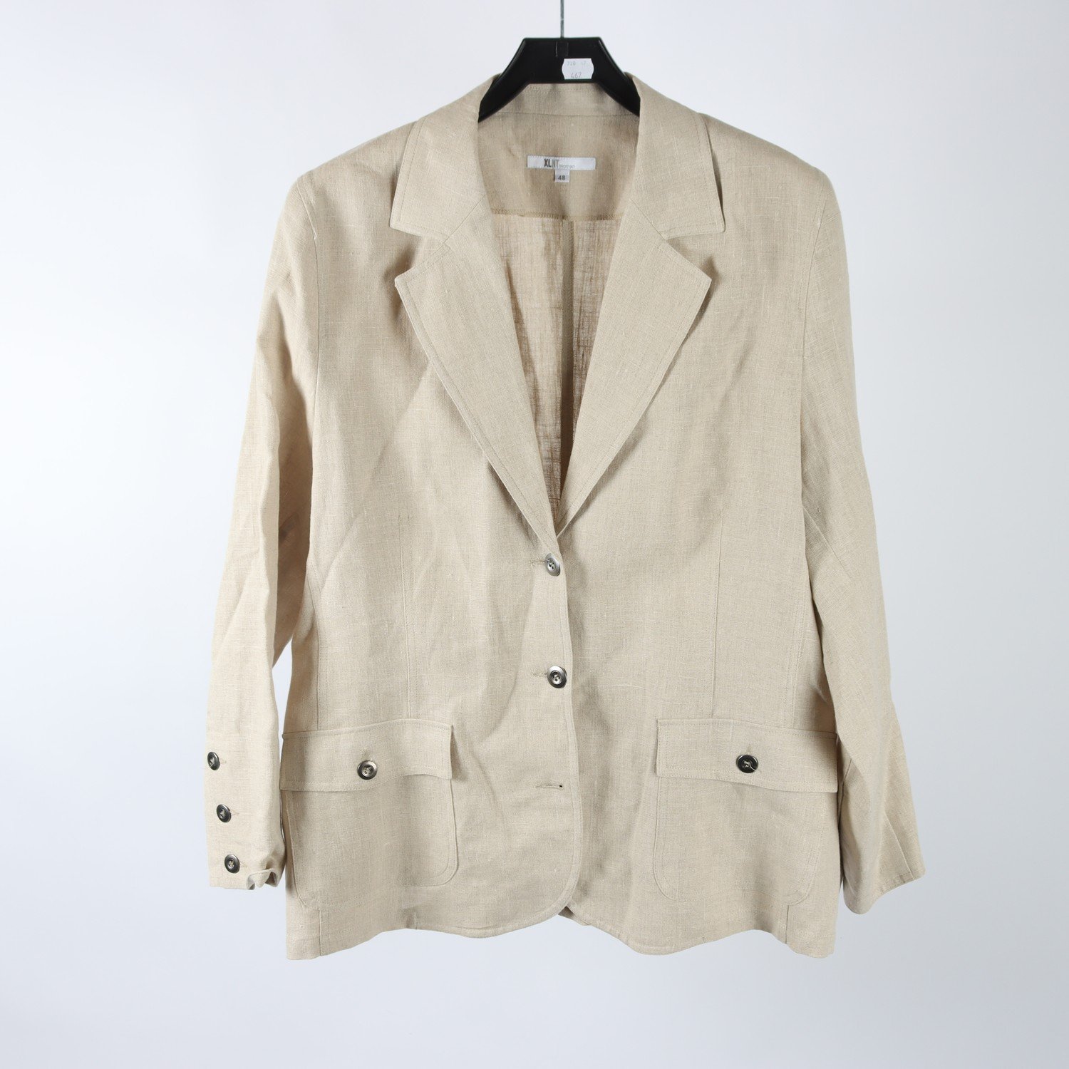 Kavaj, XLNT, beige, lin, stl. 48.