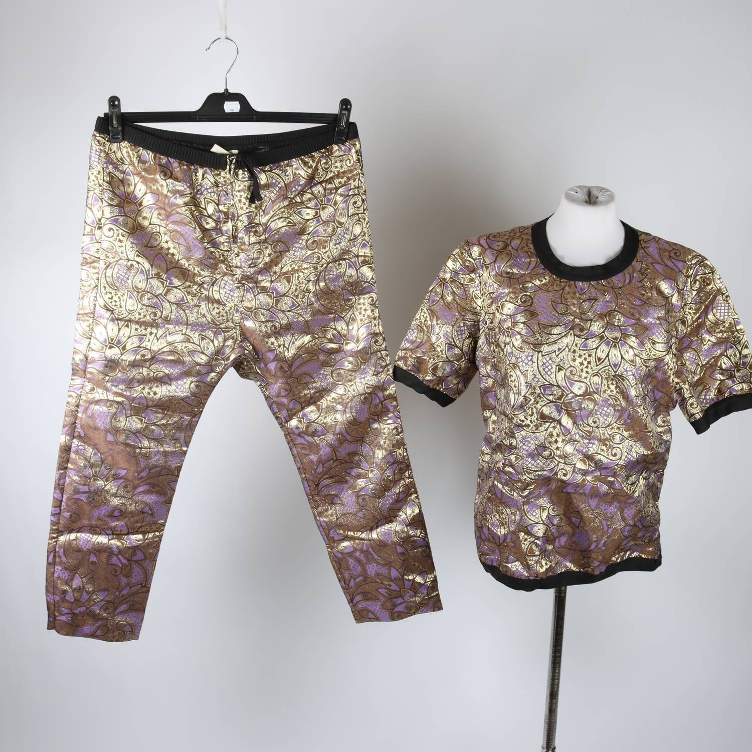 2 -delat set, blus/byxor, Marni x H&M, guld, lila, stl. 42