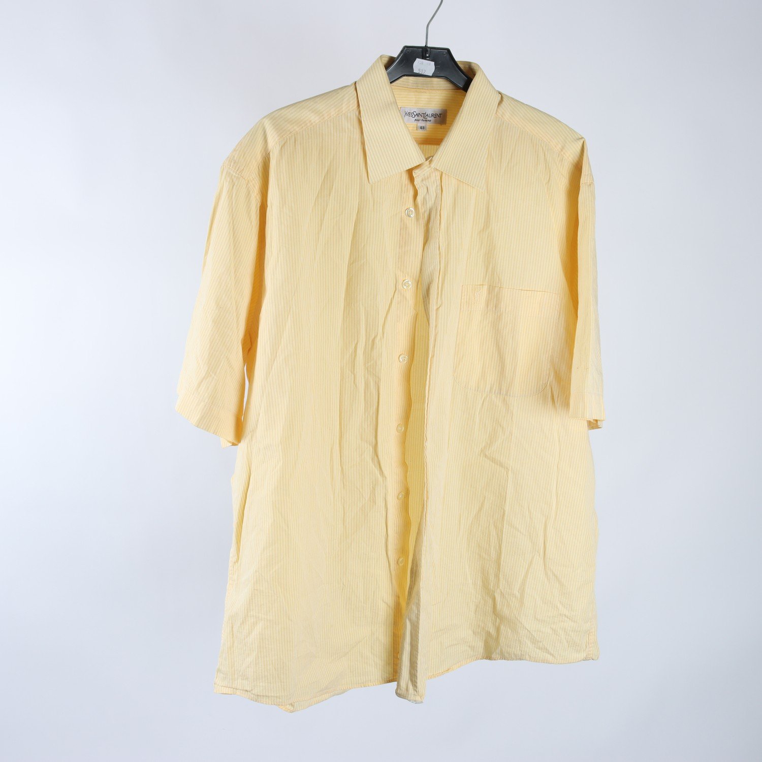 Skjorta, Yves Saint Laurent, randig, vit, gul, stl. 43.