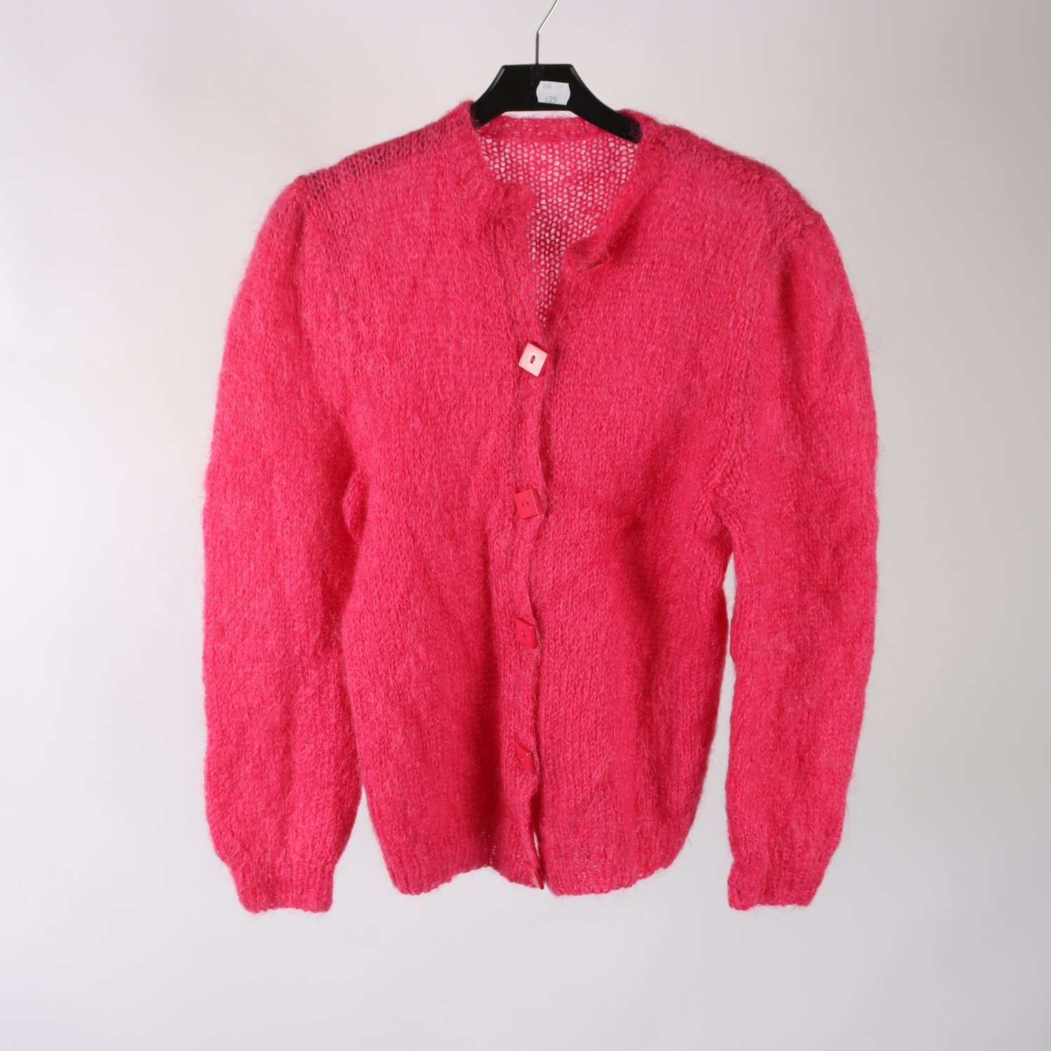 Kofta, Handstickad, rosa, ull, mohair, stl. ca. XS/S.