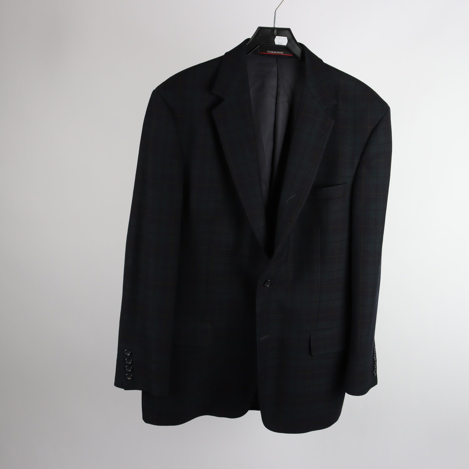 Kavaj, Oscar Jacobson, rutig, blå, ull, stl. 52