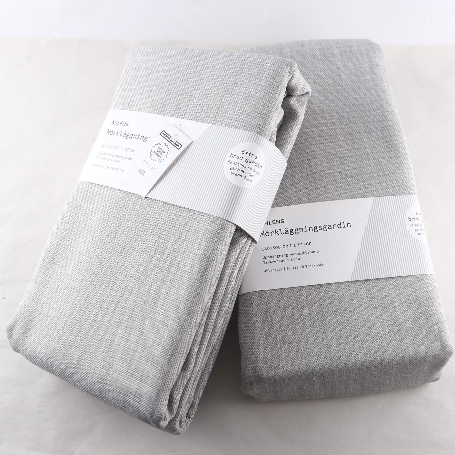 Gardiner, 2- pack, Åhlens, grå, stl. 140 x 300