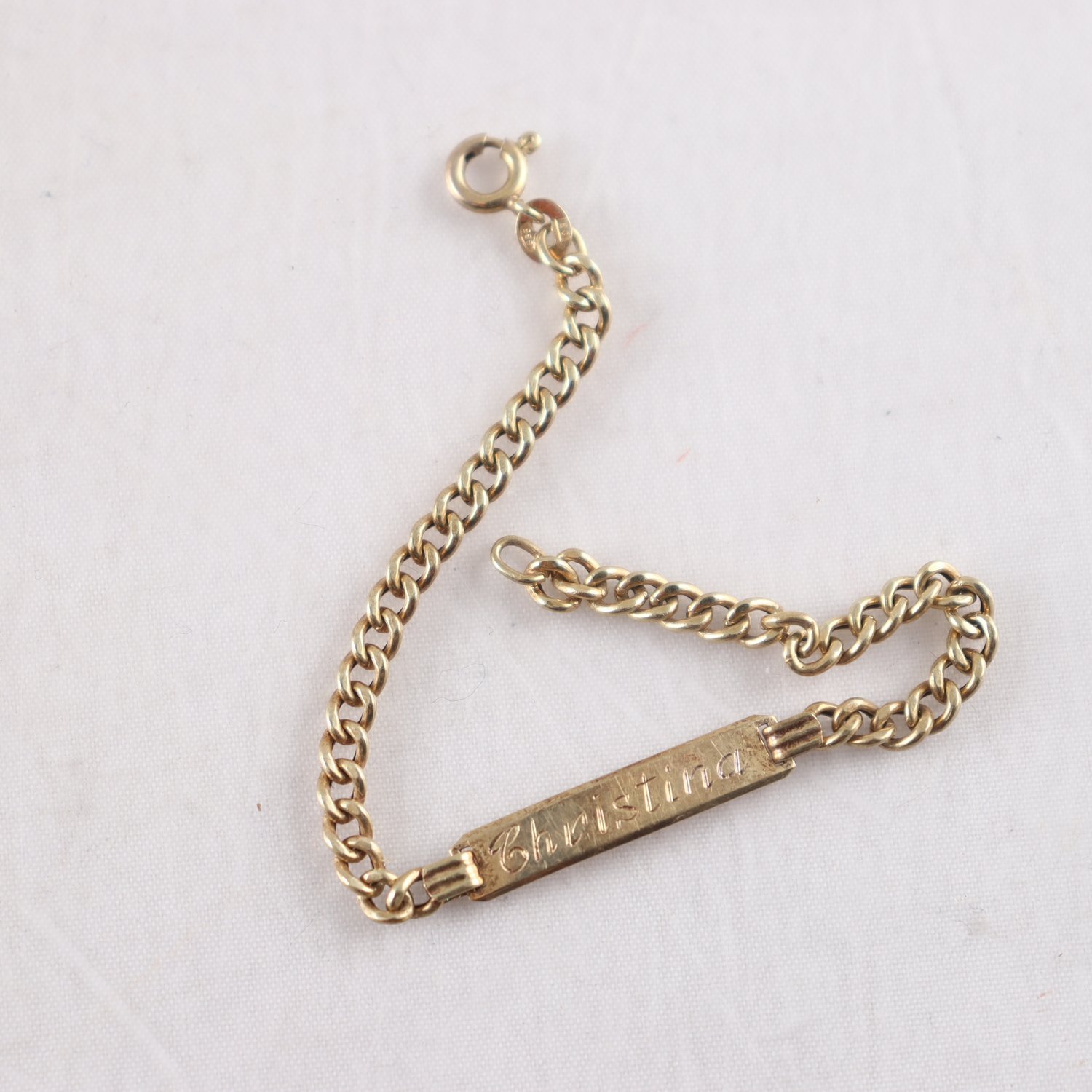 Armband, namnlänk med gravyr, 14k guld.