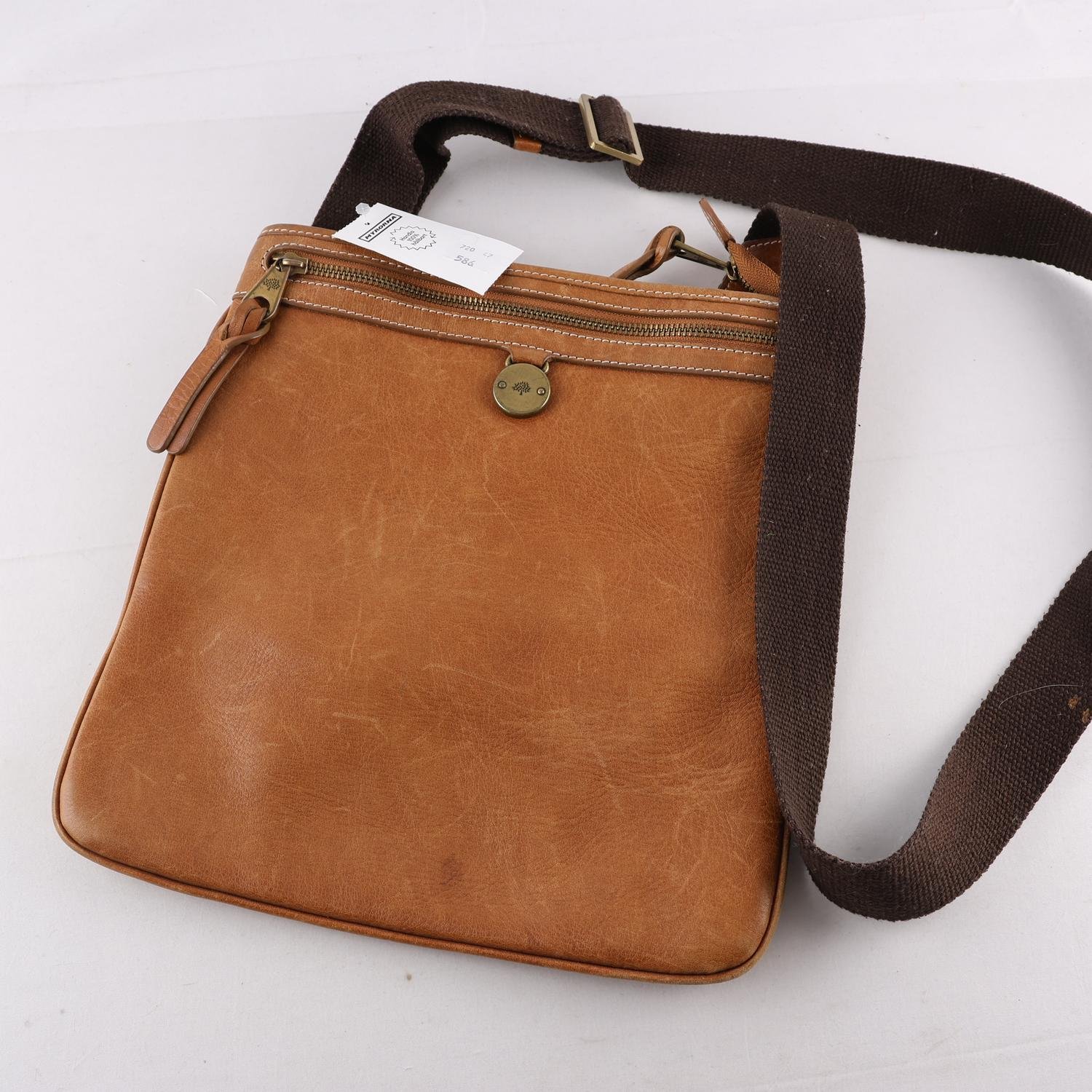 Axelremsväska, Mulberry, brun, skinn.