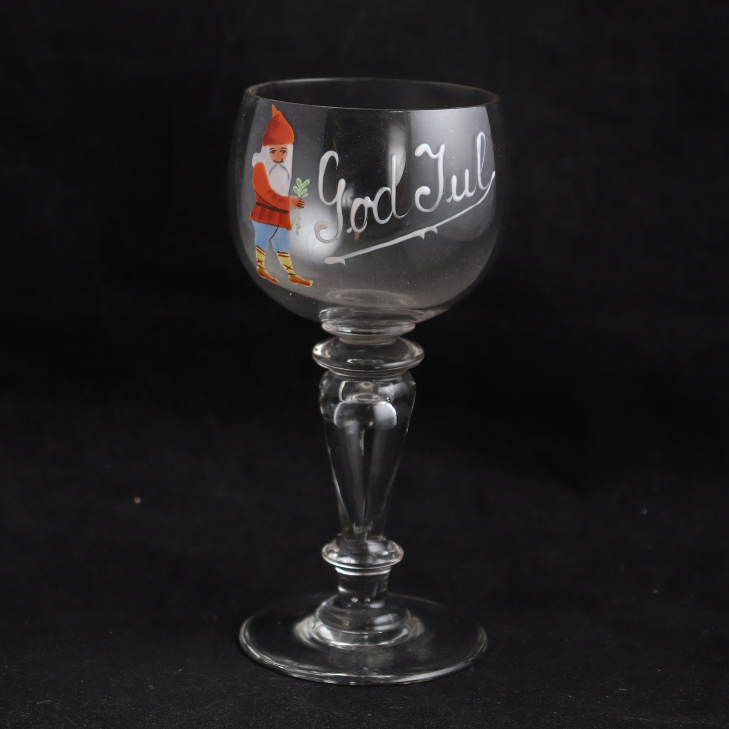 Mummaglas, pokalglas, handmålat, 1900-talets första hälft