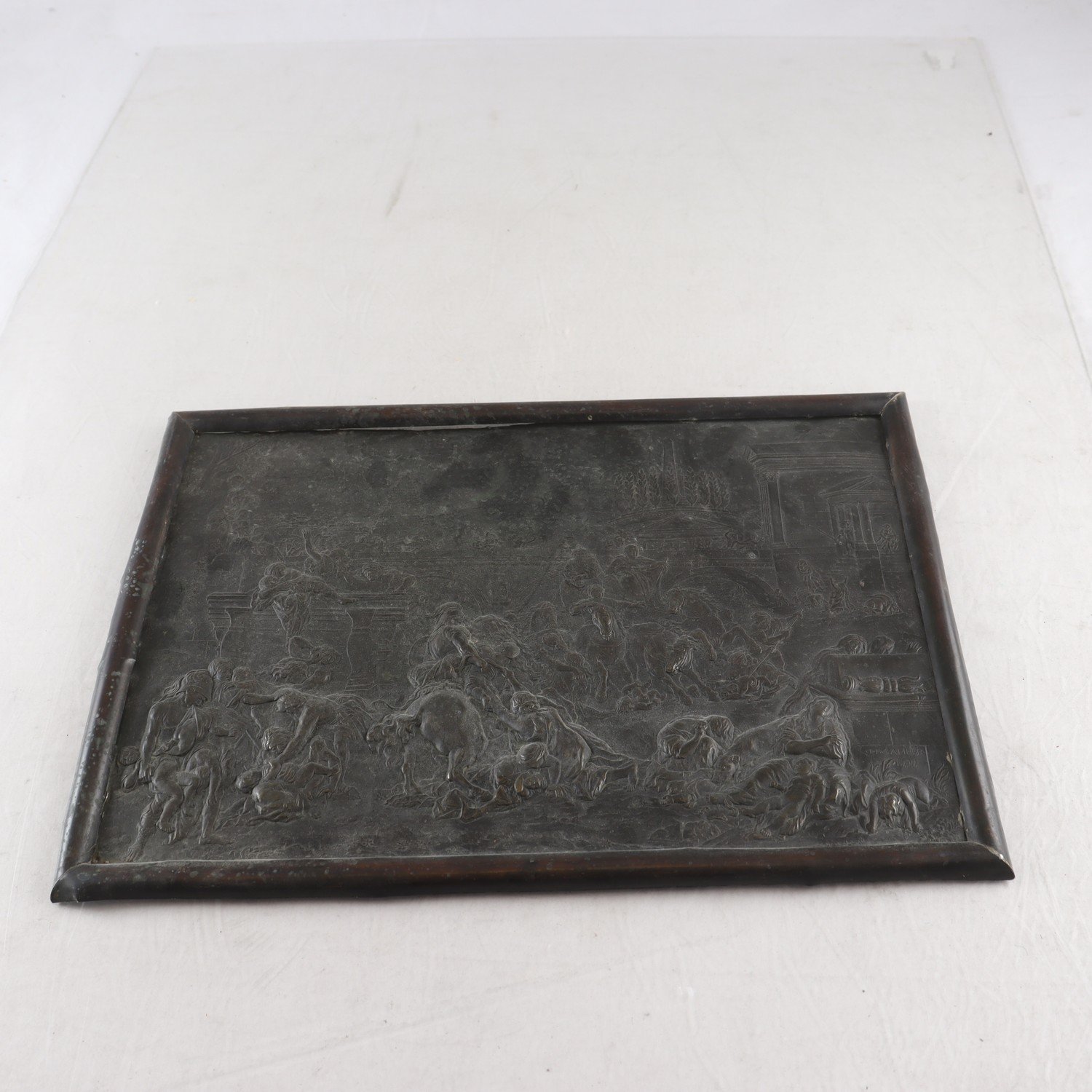 Relief,metall, Sabinskornas bortrövande, sign. I.R Gamber, 1737. Samfraktas ej.